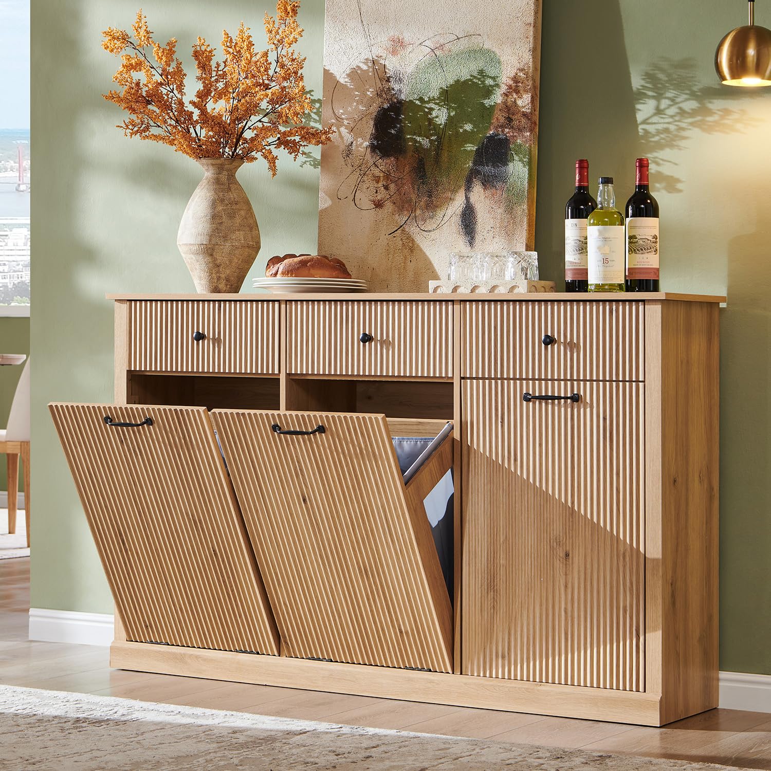 Triple Tilt Out Trash Can Cabinet