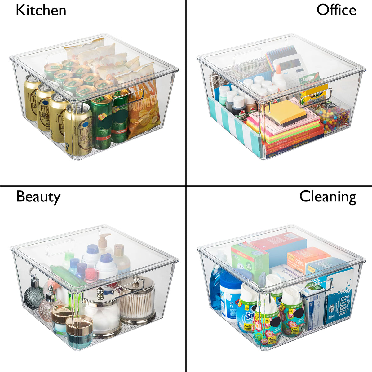Plastic Storage Bins with Lids (4 Count)