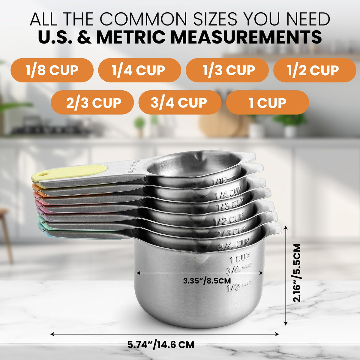 Magnetic Stainless Steel Measuring Cups Set of 7 (7 Count)