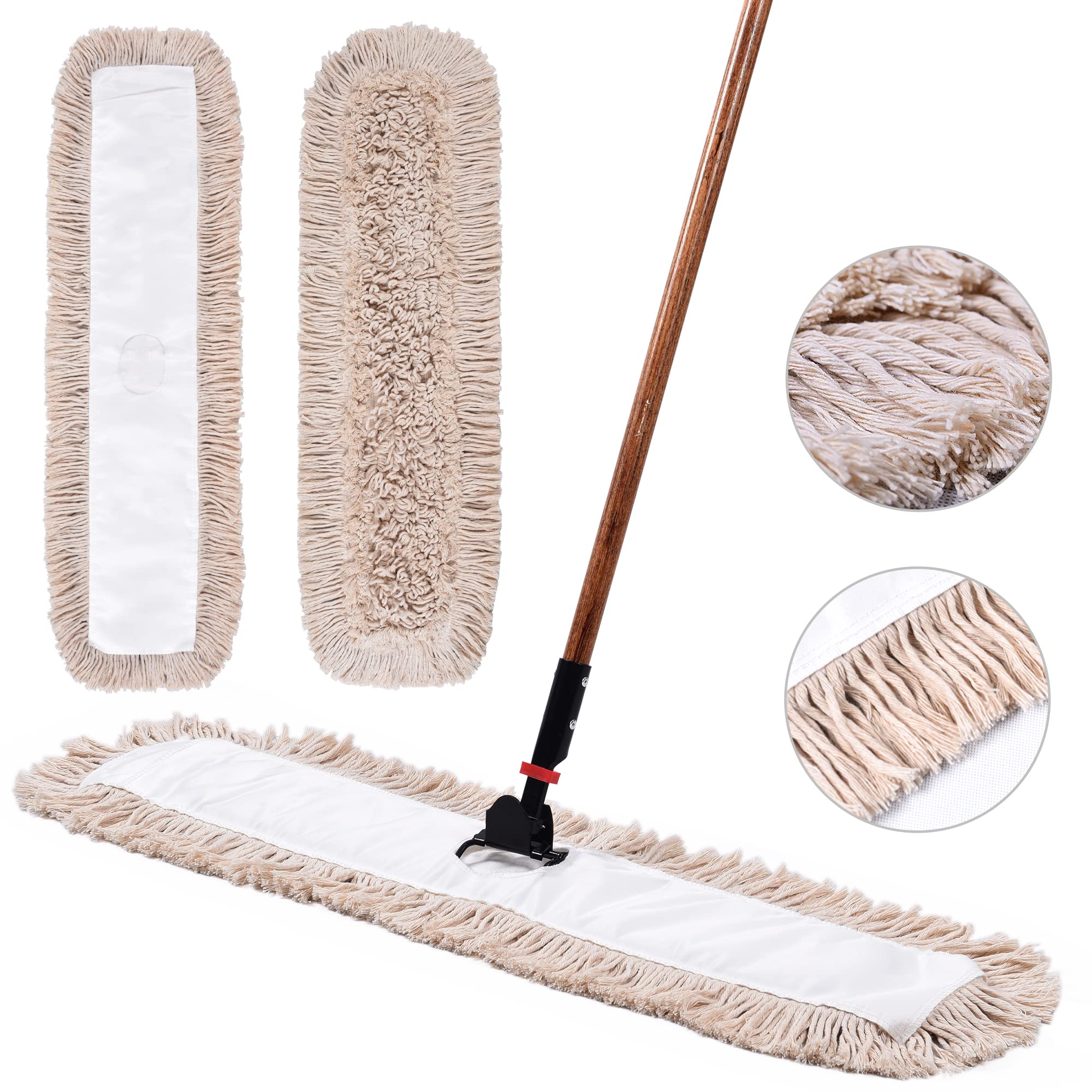 Matthew Cleaning 36'' Cotton Dust Mop Refill Washable Thick Tufted Replacement Heads for Residential & Commercial Use Fit All 36'' Dust Mop Frames (6 Count) - ModHome Supplies