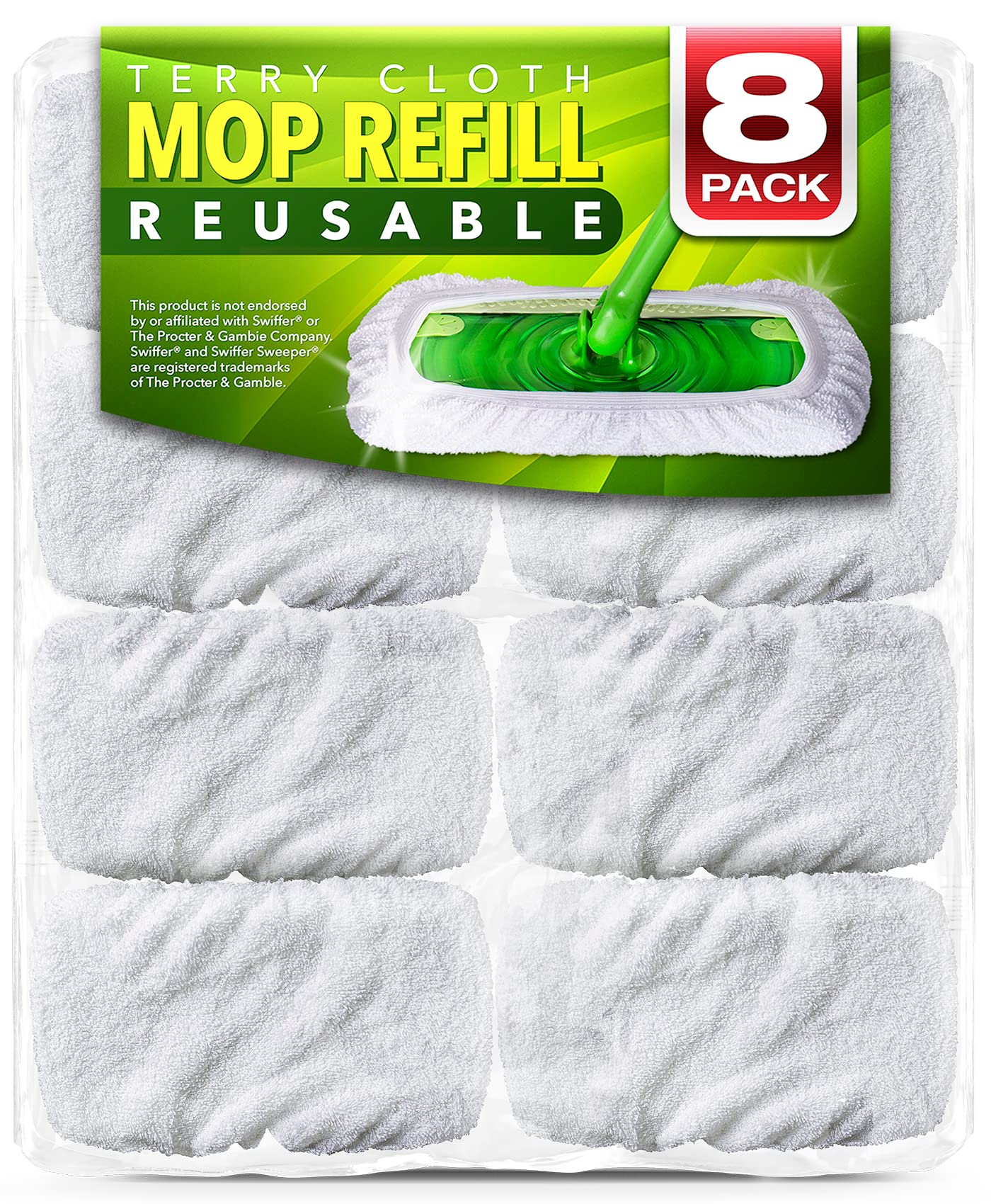 Reusable 100% Cotton Mop Pads for Swiffer Sweeper (8 Count)