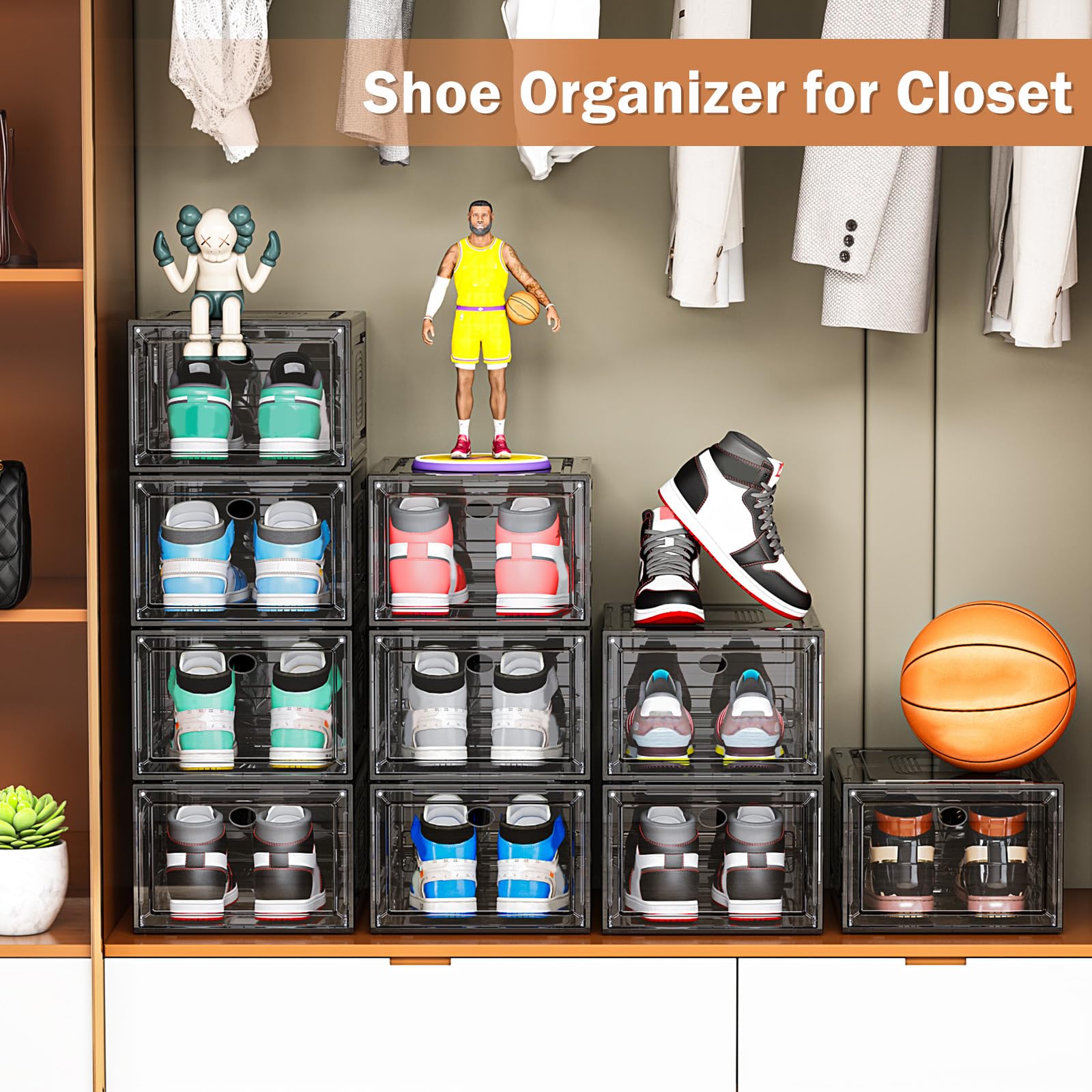 10 Pack Shoe Organizer Stackable