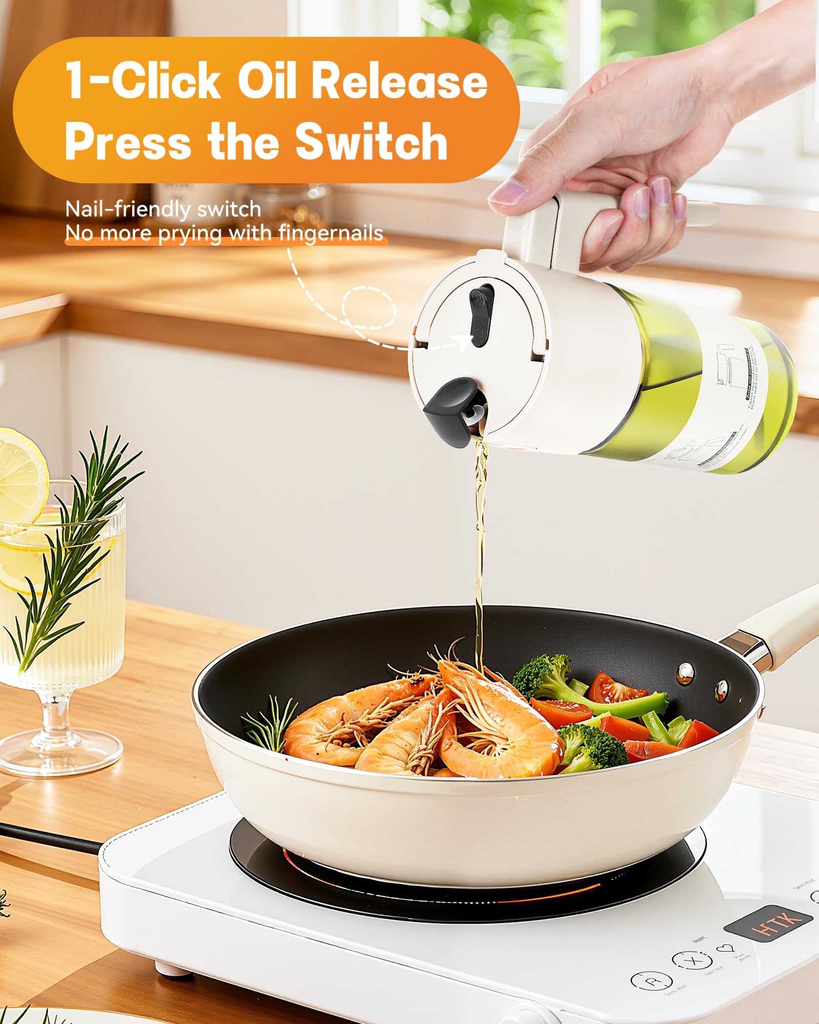 Olive Oil Sprayer & Dispenser Bottle for Cooking 17oz Dark Glass Oil Mister