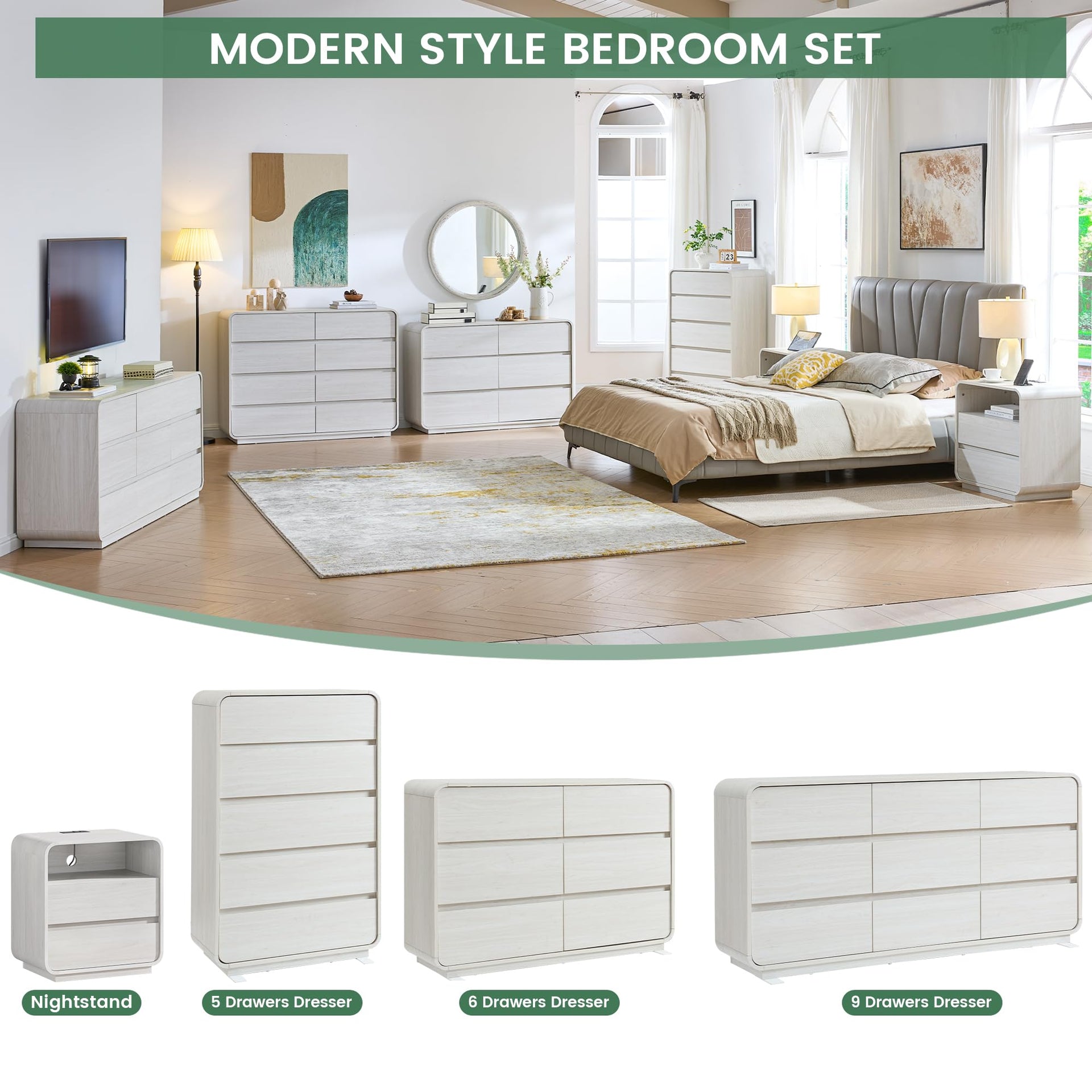 White Dressers of 9 Drawers