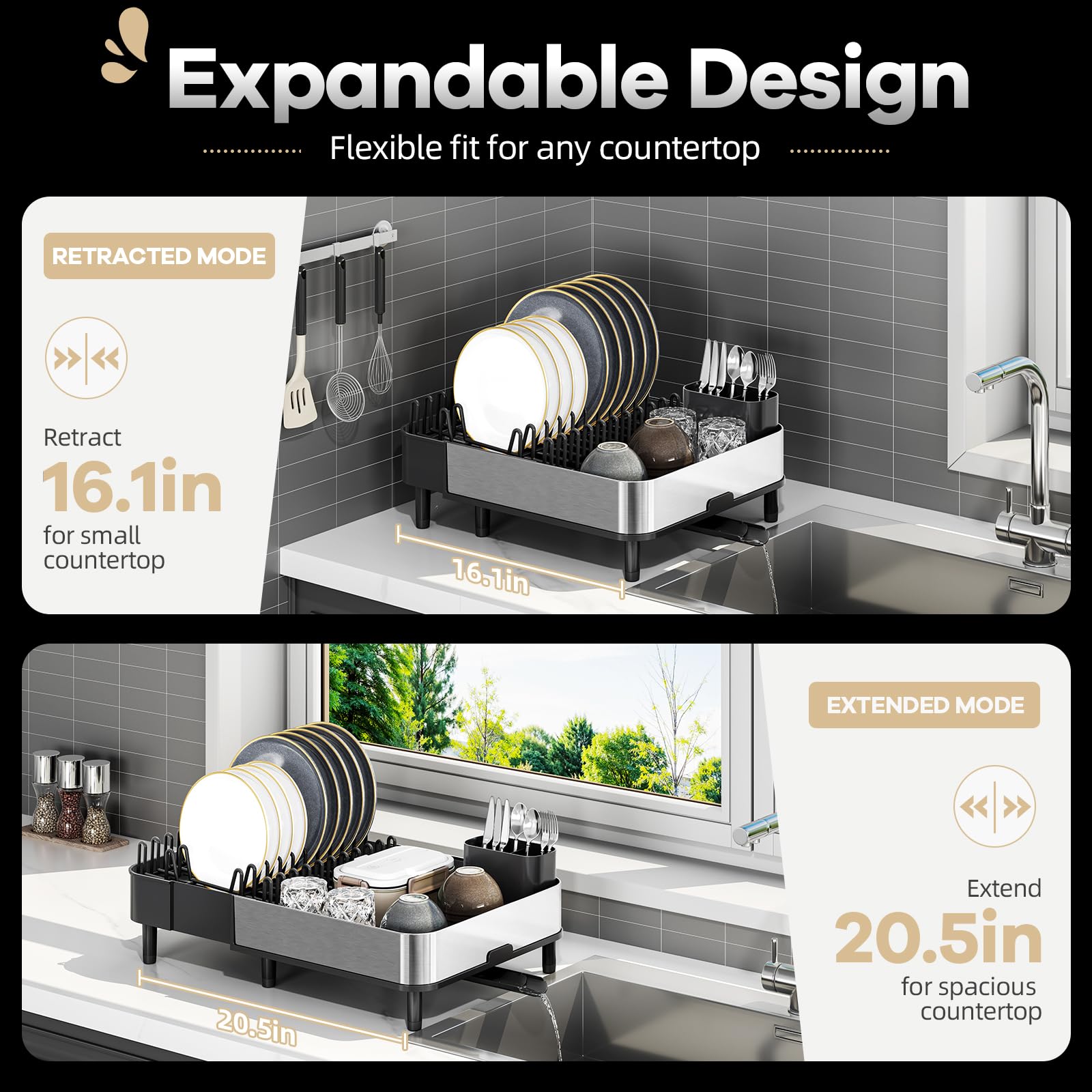 Stainless Steel Dish Drying Rack for Kitchen Counter