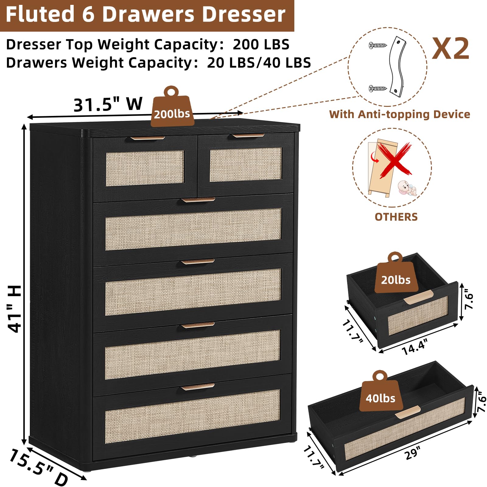 Rattan Dresser for Bedroom
