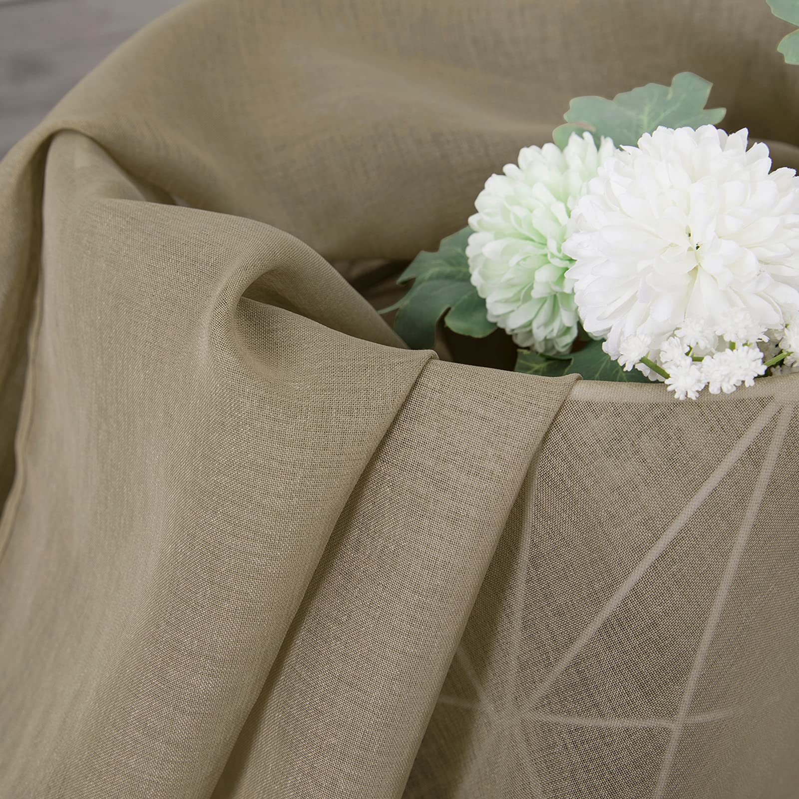 Sheer Curtains Bedroom Linen Textured Curtain Sheers Light Filtering Voile Rod Pocket Curtains for Living Room (2 Count)