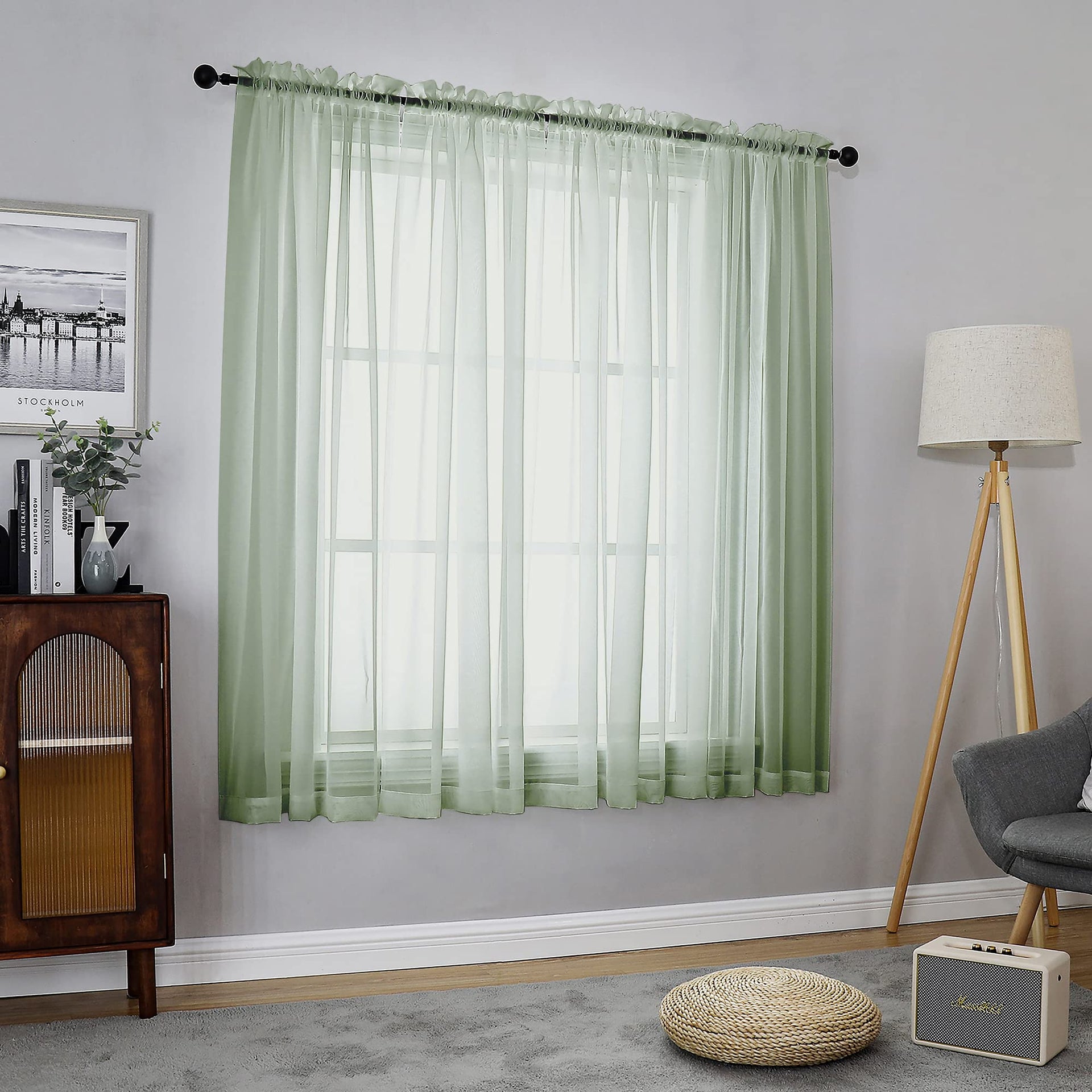 Sheer Curtains 63 Inch Length 2 Panels