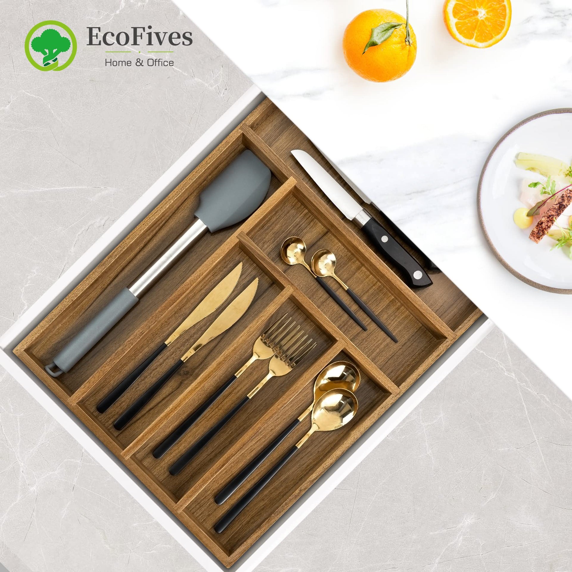 Luxury Acacia Kitchen Drawer Organizer