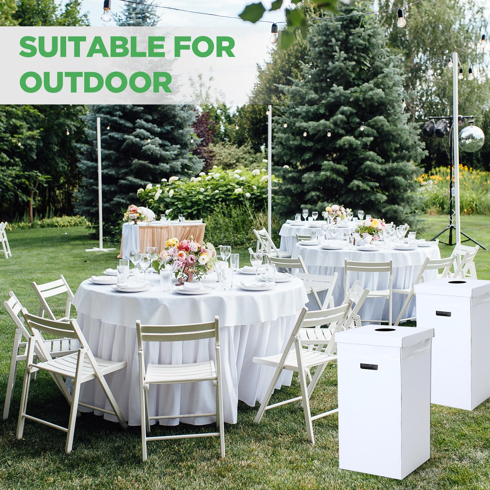 3 Pcs Cardboard Trash Cans with Lid Disposable and Reusable Corrugated Cardboard Trash Cans Recycling Bins Bulk with 6 Garbage Bags White Rubbish Boxes for Parties Events (3 Count)