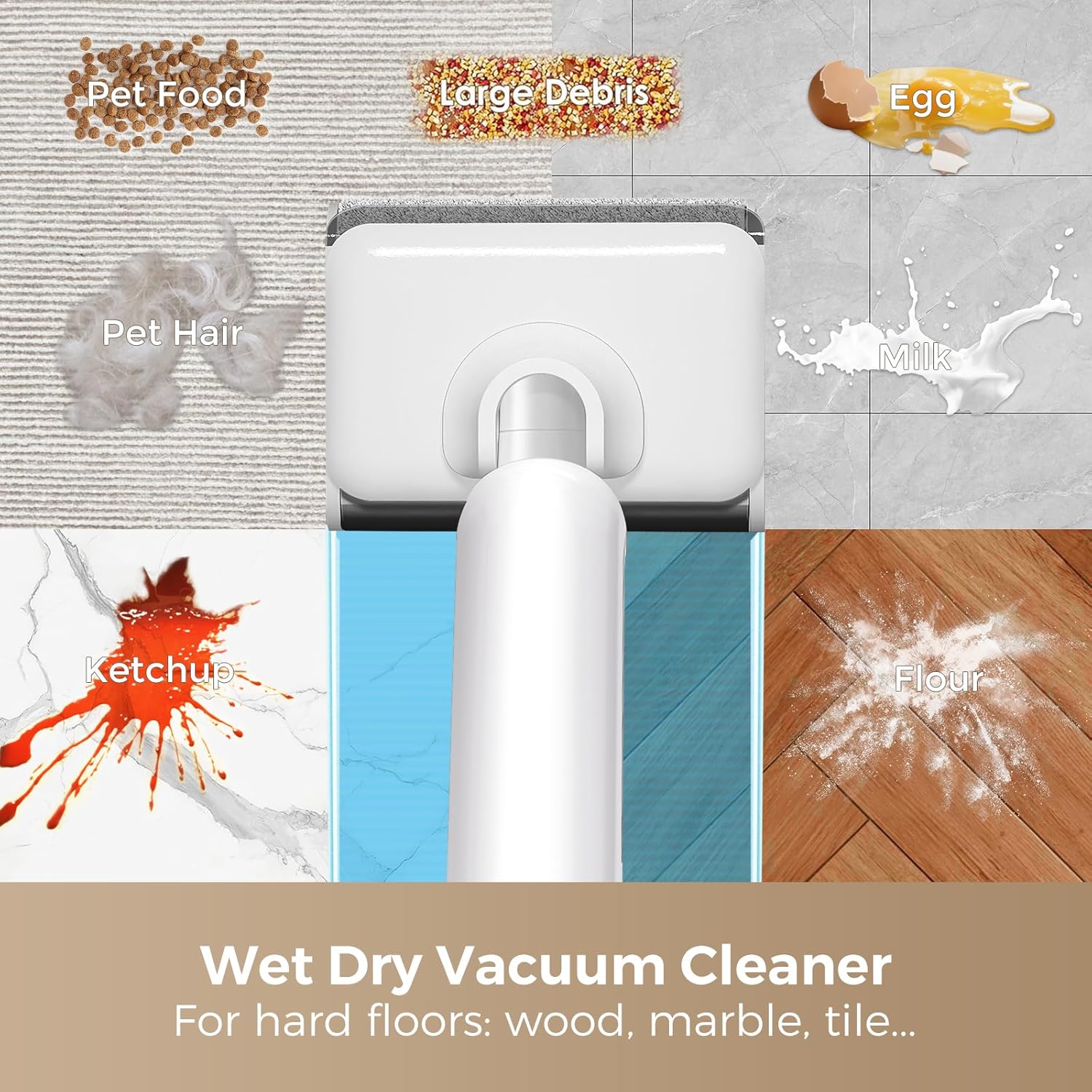 Wet Dry Vacuum Cleaner, 180°Lie-Flat Vacuum Mop All in One with Auto Self-Cleaning, Smart Floor Cleaner Machine for Hard Floor, 35 Mins Runtime, Edge Cleaning, Self-Propelled Vacuum Mop Combo - ModHome Supplies