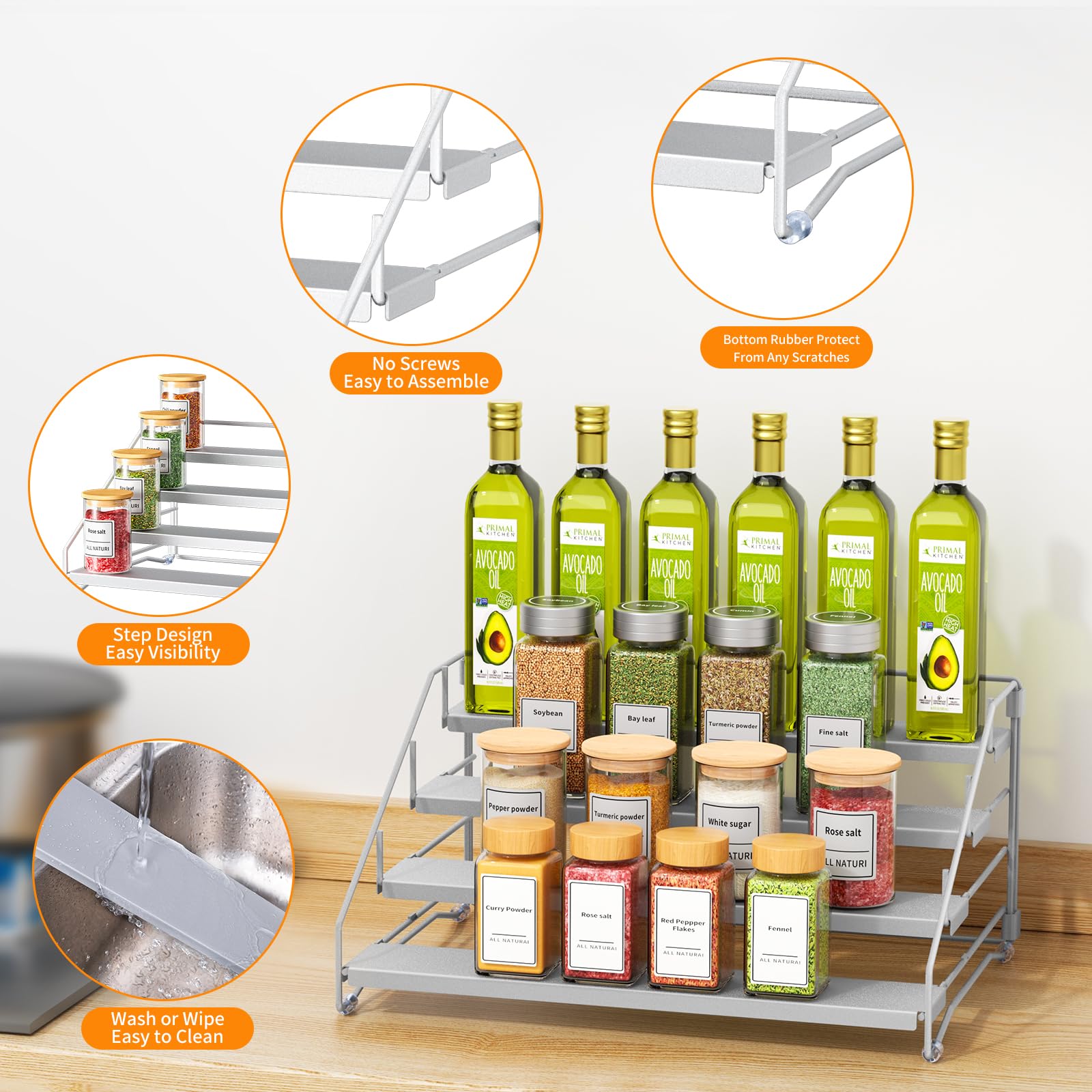 2 Pack Spice Rack Organizer for Cabinet