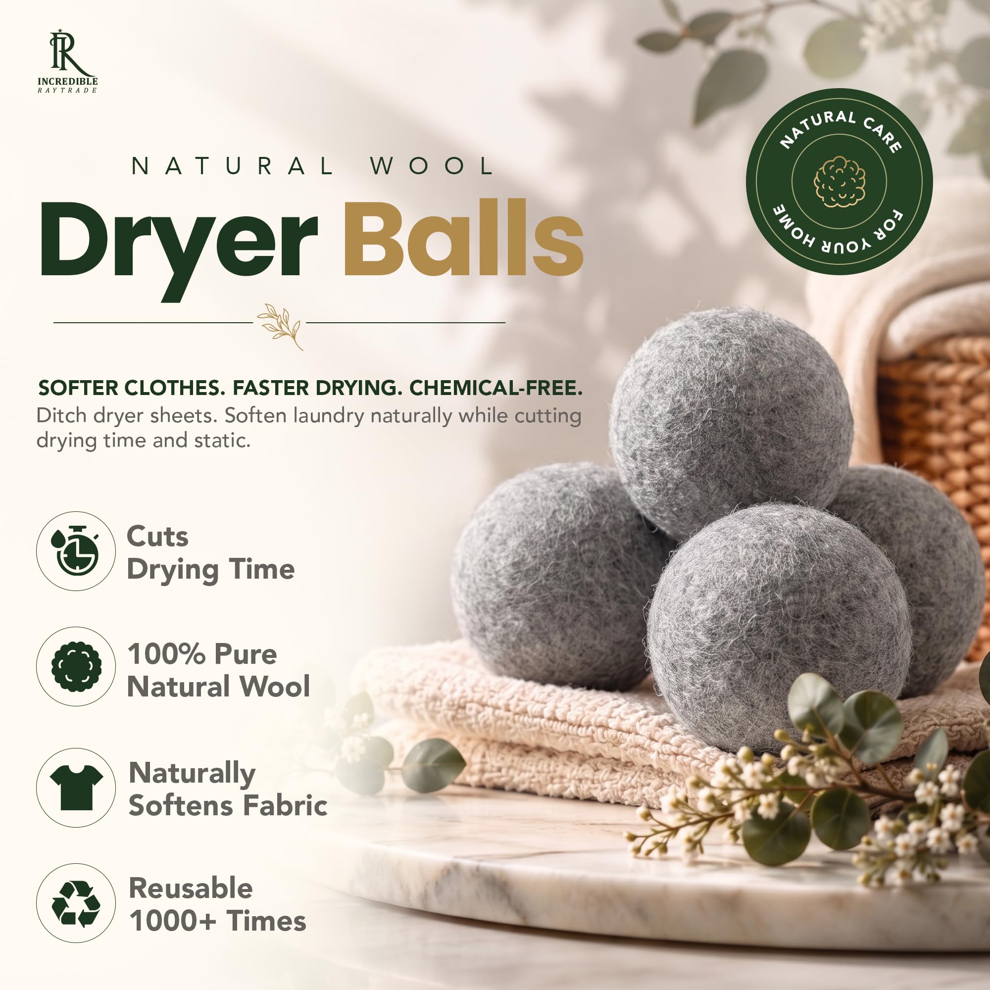 RAYTRADE Wool Dryer Balls 6 (6 Count)