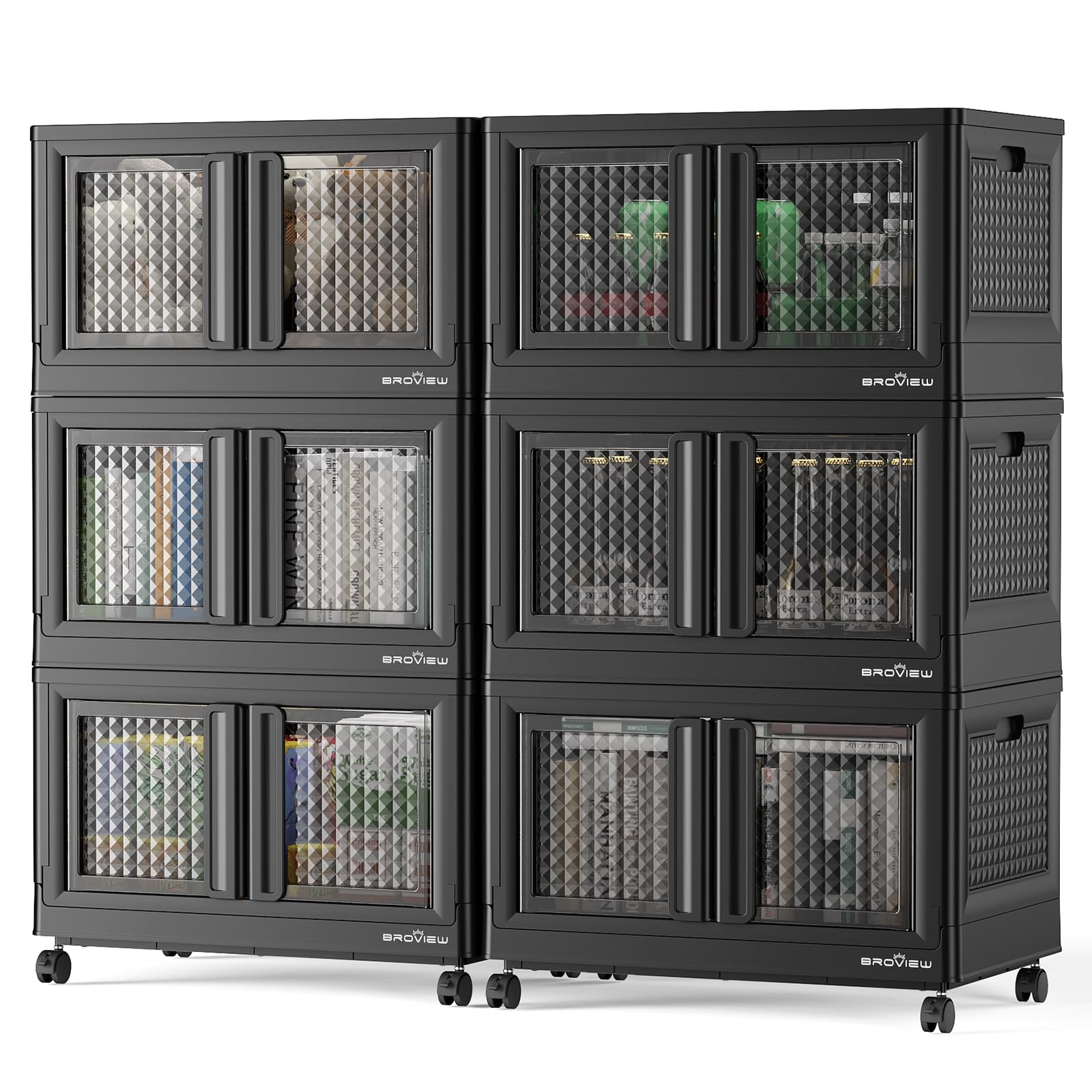 600 Qt Stackable Storage Bins with Lids & Doors (6 Count)