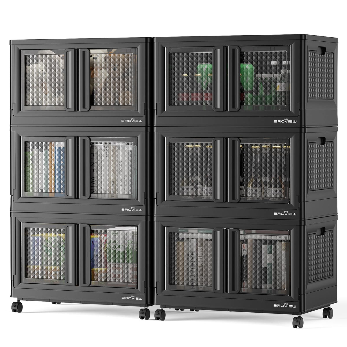 600 Qt Stackable Storage Bins with Lids & Doors (6 Count)