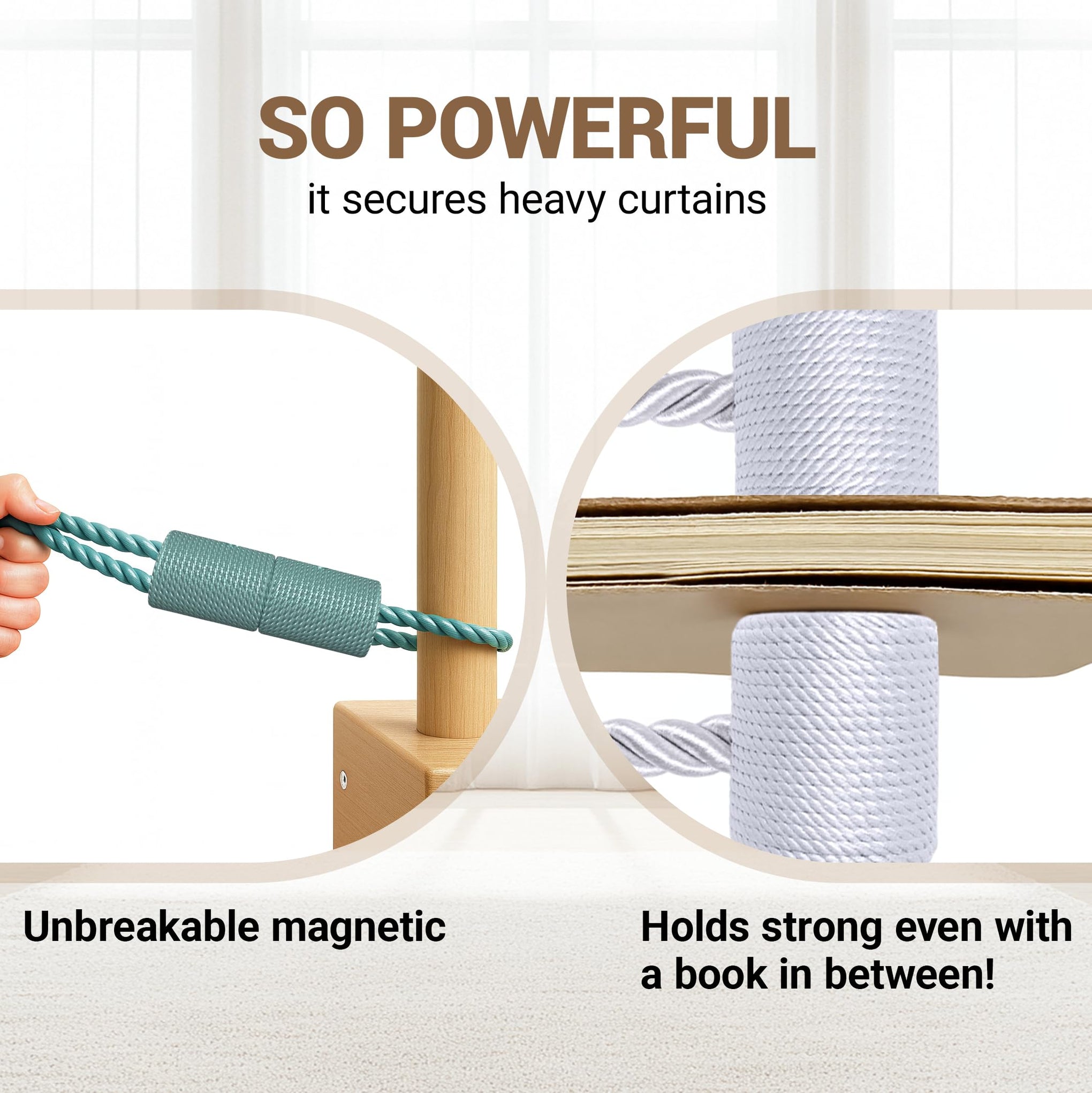Magnetic Curtain Tiebacks Gray Blue 2pcs (2 Count)