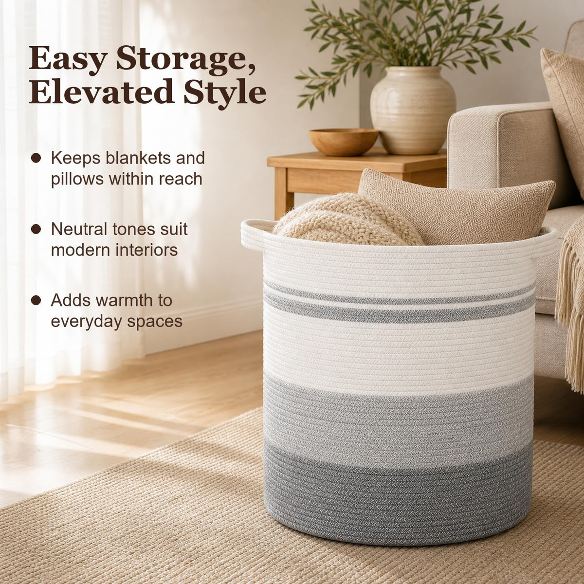 80L Laundry Basket Laundry Hamper Nursery Hamper Gradient Gray