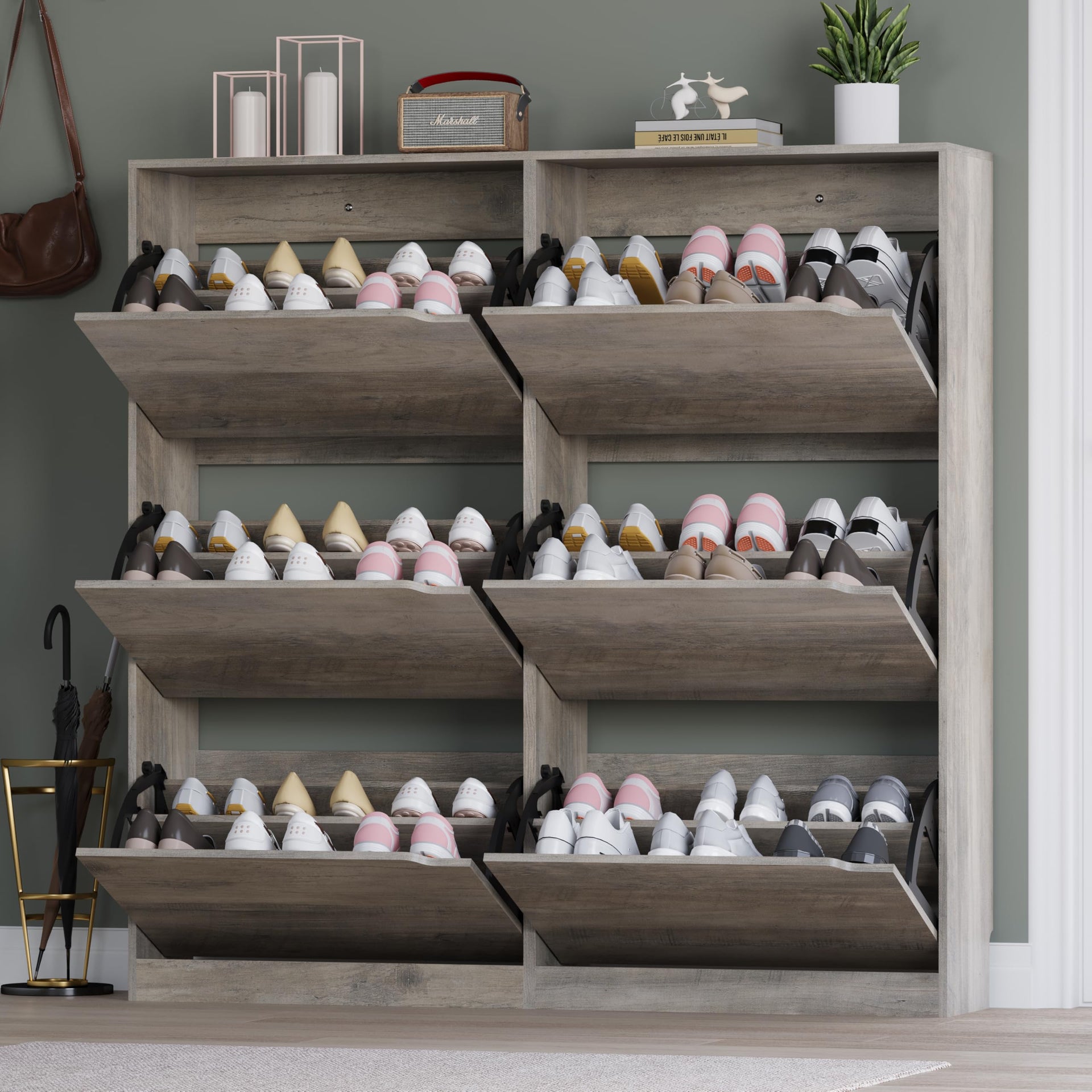 Shoe Cabinet with 6 Flip Drawers
