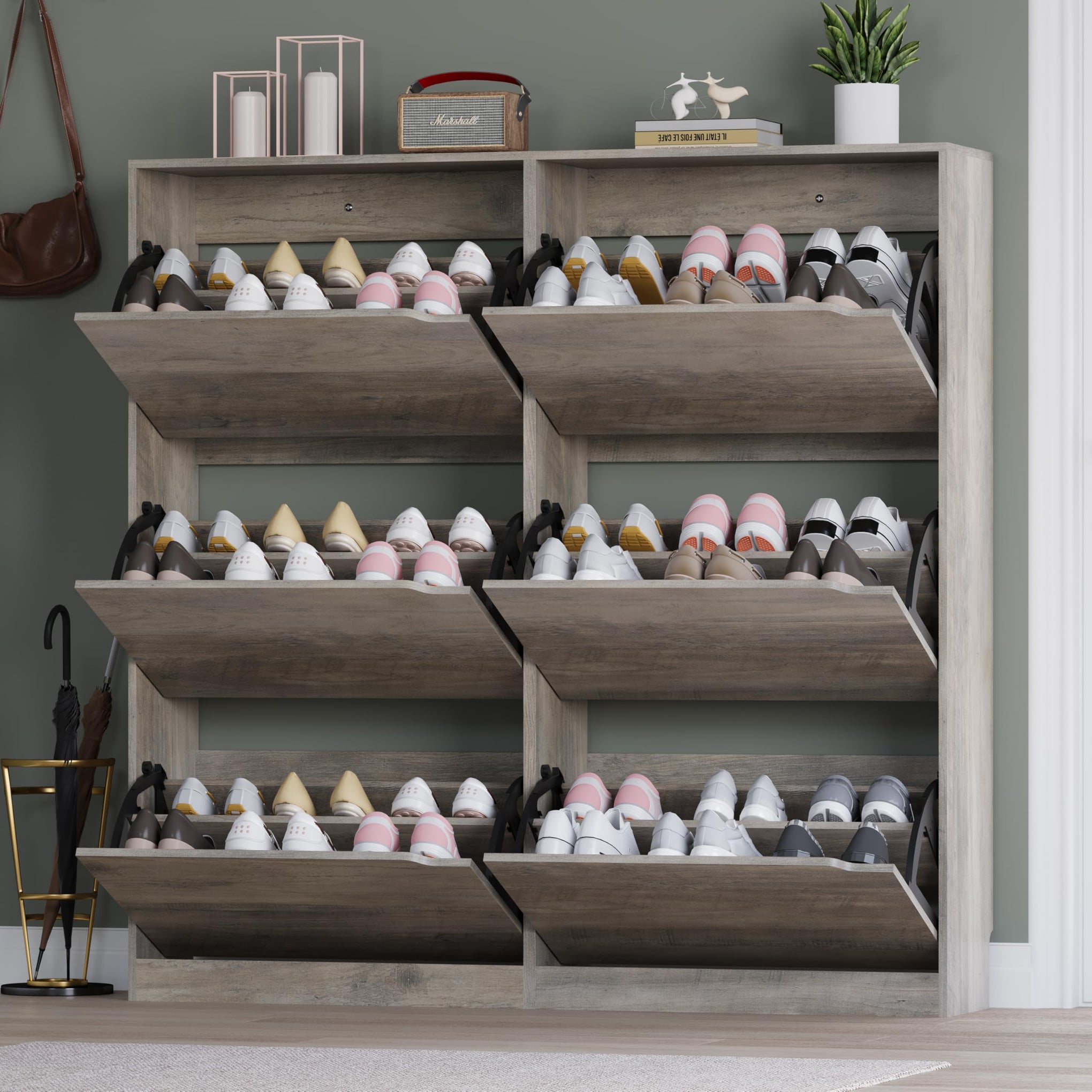 Shoe Cabinet with 6 Flip Drawers