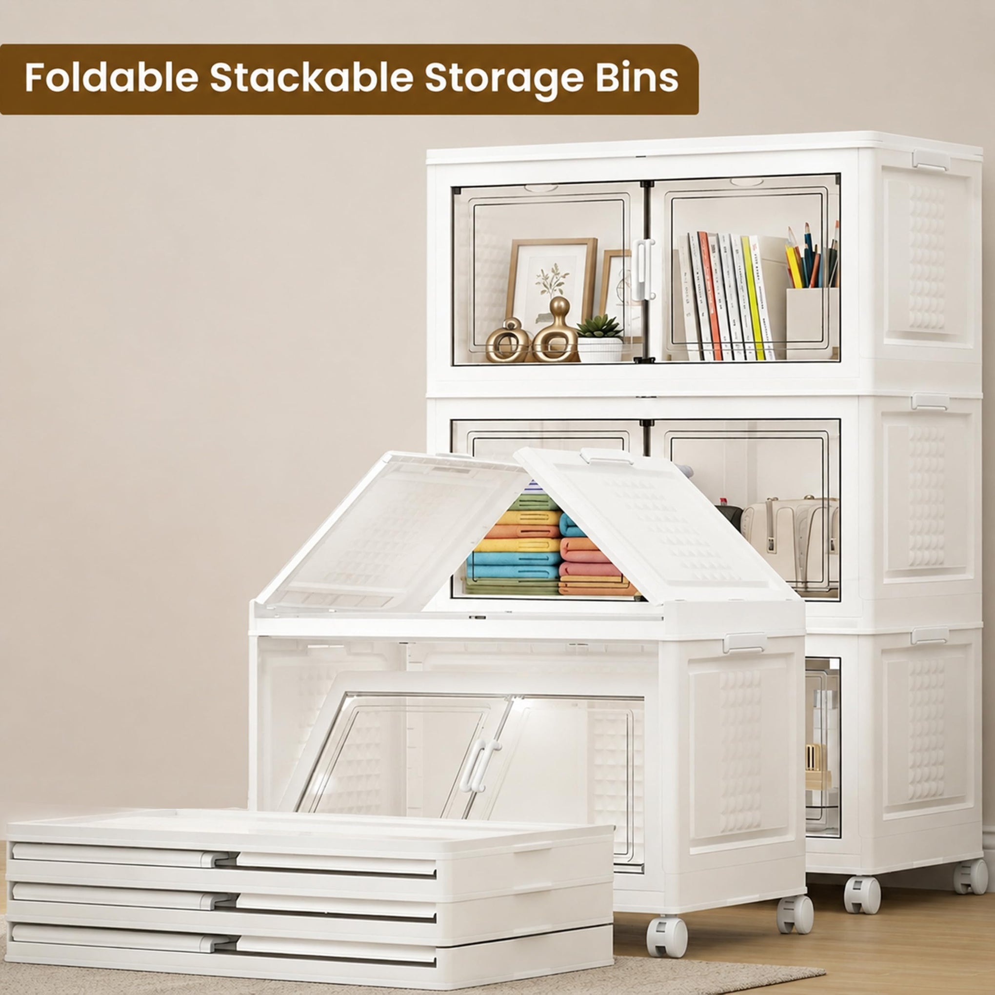 568QT 141GAL 3 Tier Stackable Storage Bins (3 Count)