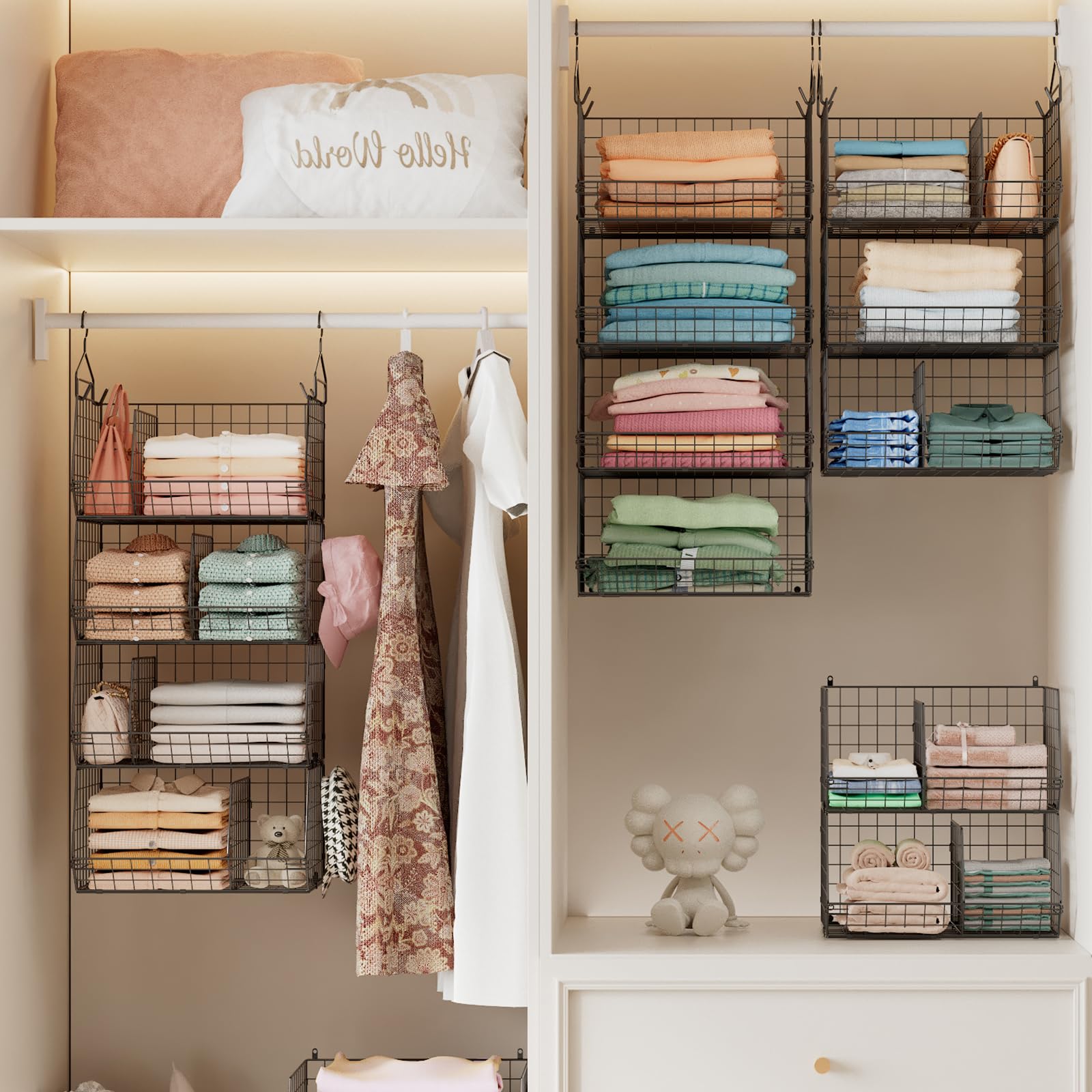 4 Tier Hanging Closet Organizer with Dividers (4 Count)