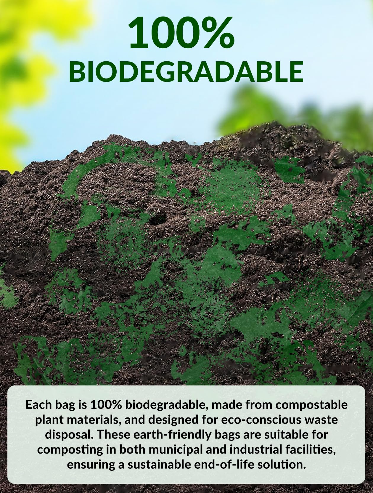 100 Count 40 45 Gallon Compostable Trash Bags
