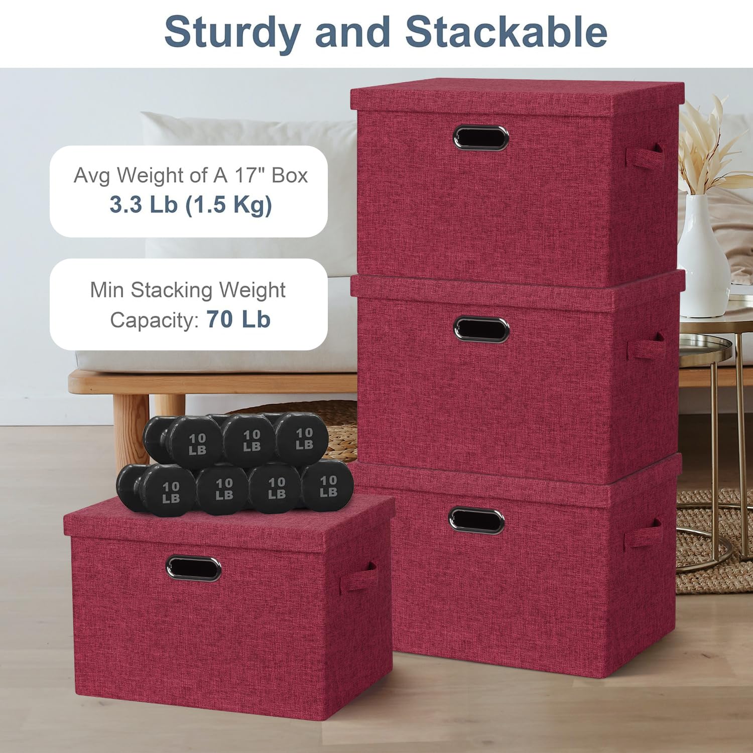 Storage Bins with Lids Fabric Closet Organizers Cubes Office Organization (3 Count)