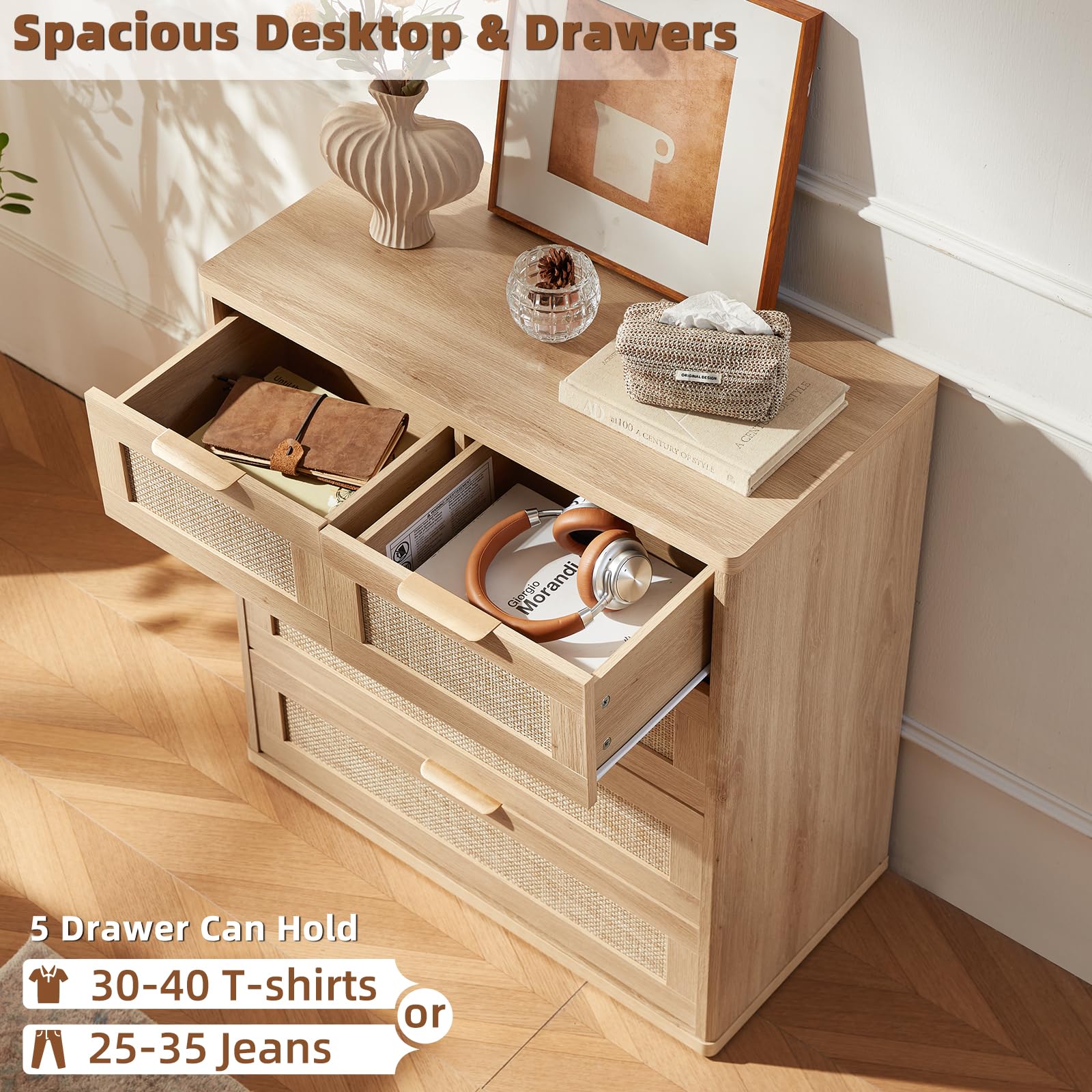 Rattan Dresser Set 2 for Bedroom