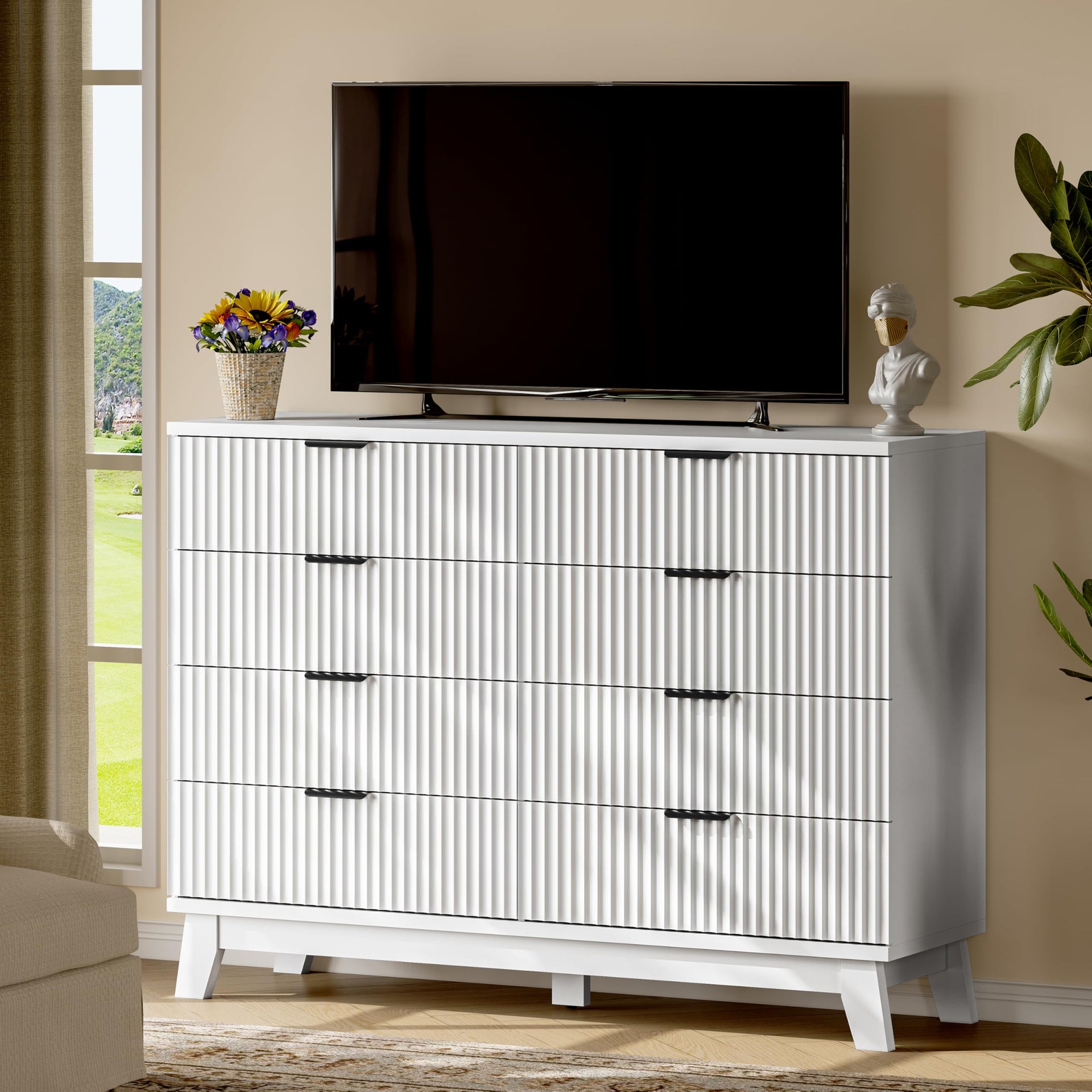 Fluted Dresser with 8 Drawers
