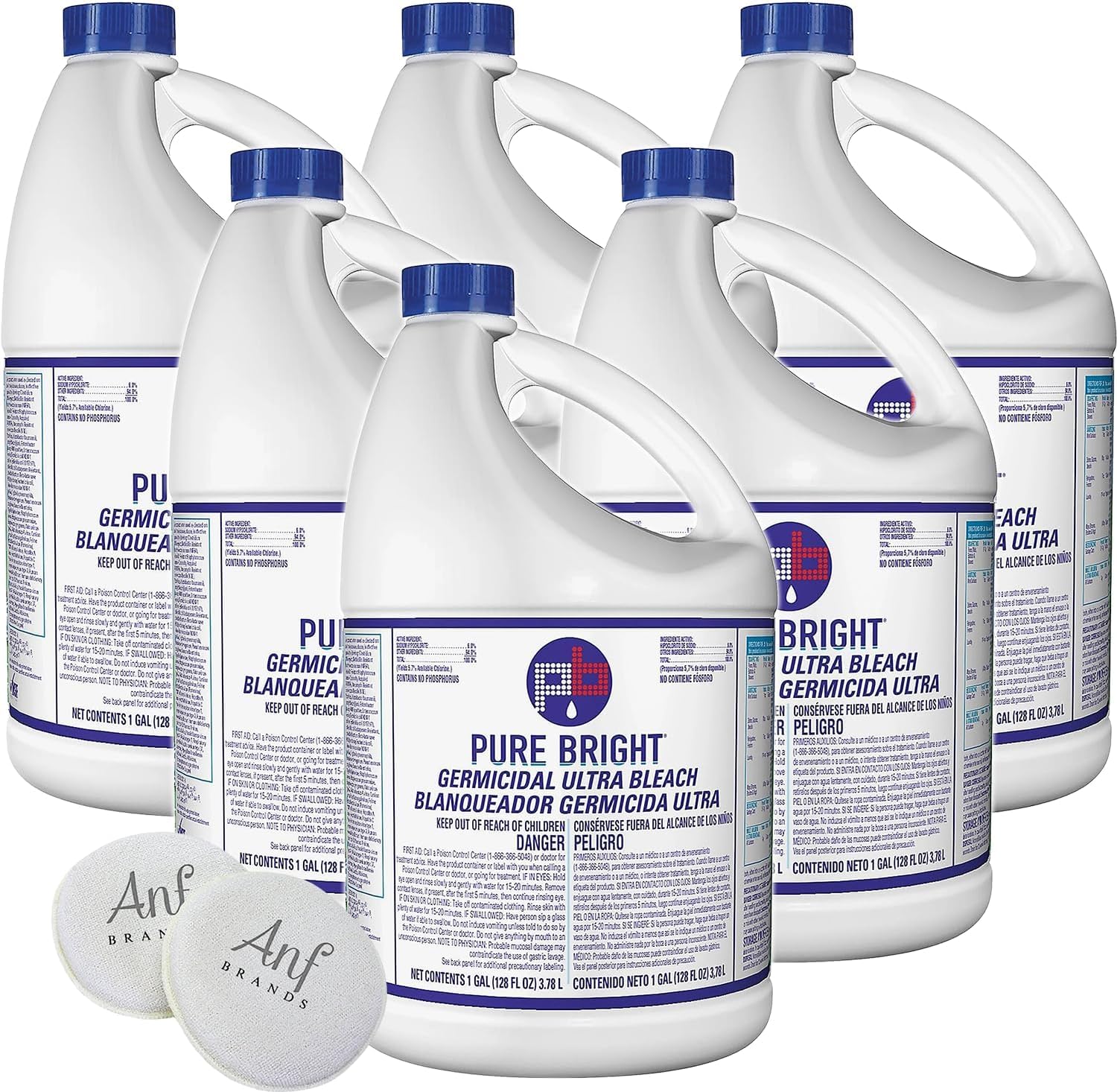 6 Gallons) - Liquid Chlorine Bleach, for Laundry, Household and Commercial Cleaning, 1 Gallon Jugs (768 Fl Oz)