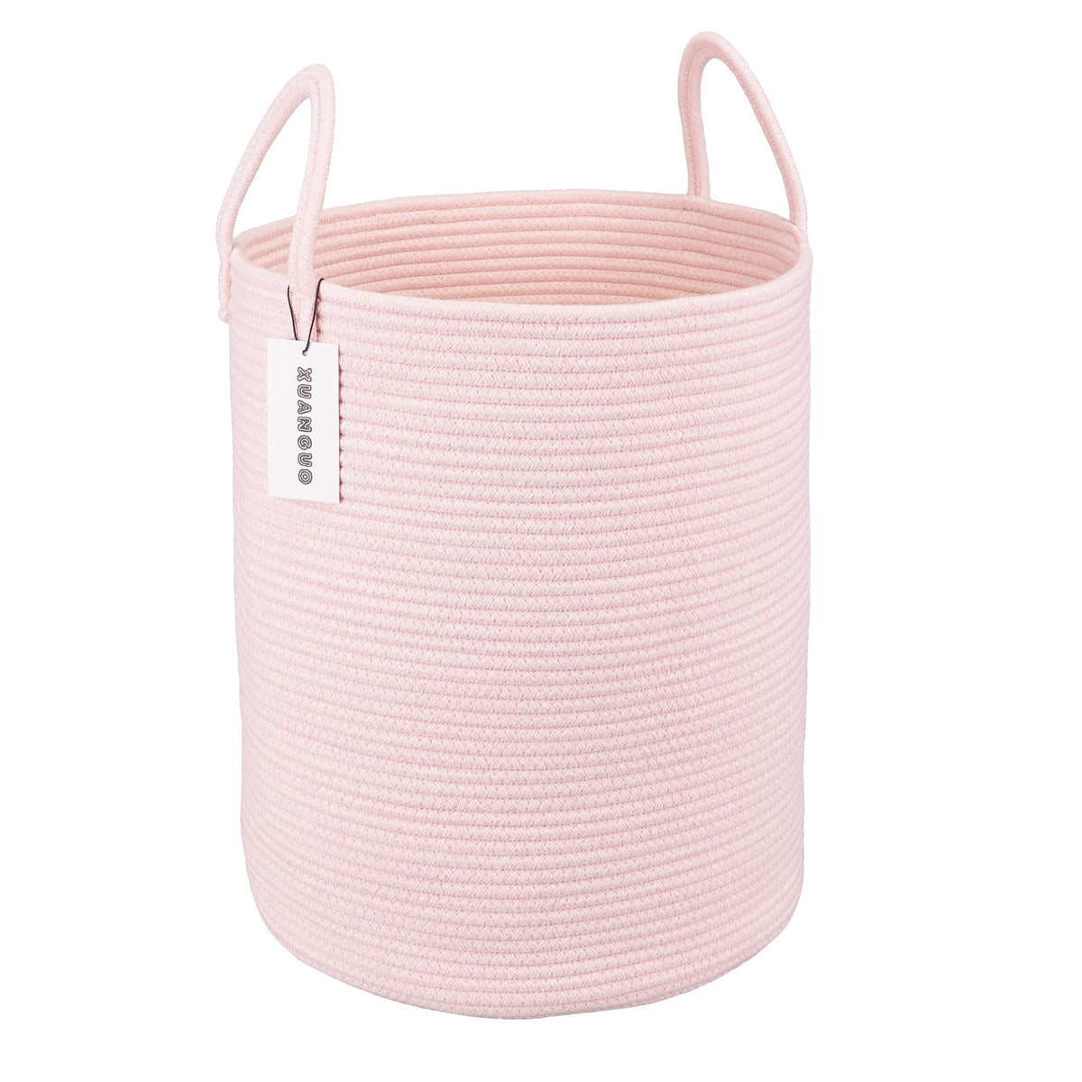 Cotton Rope Laundry Basket Hamper for Girls Kids Baby Nursery Pink
