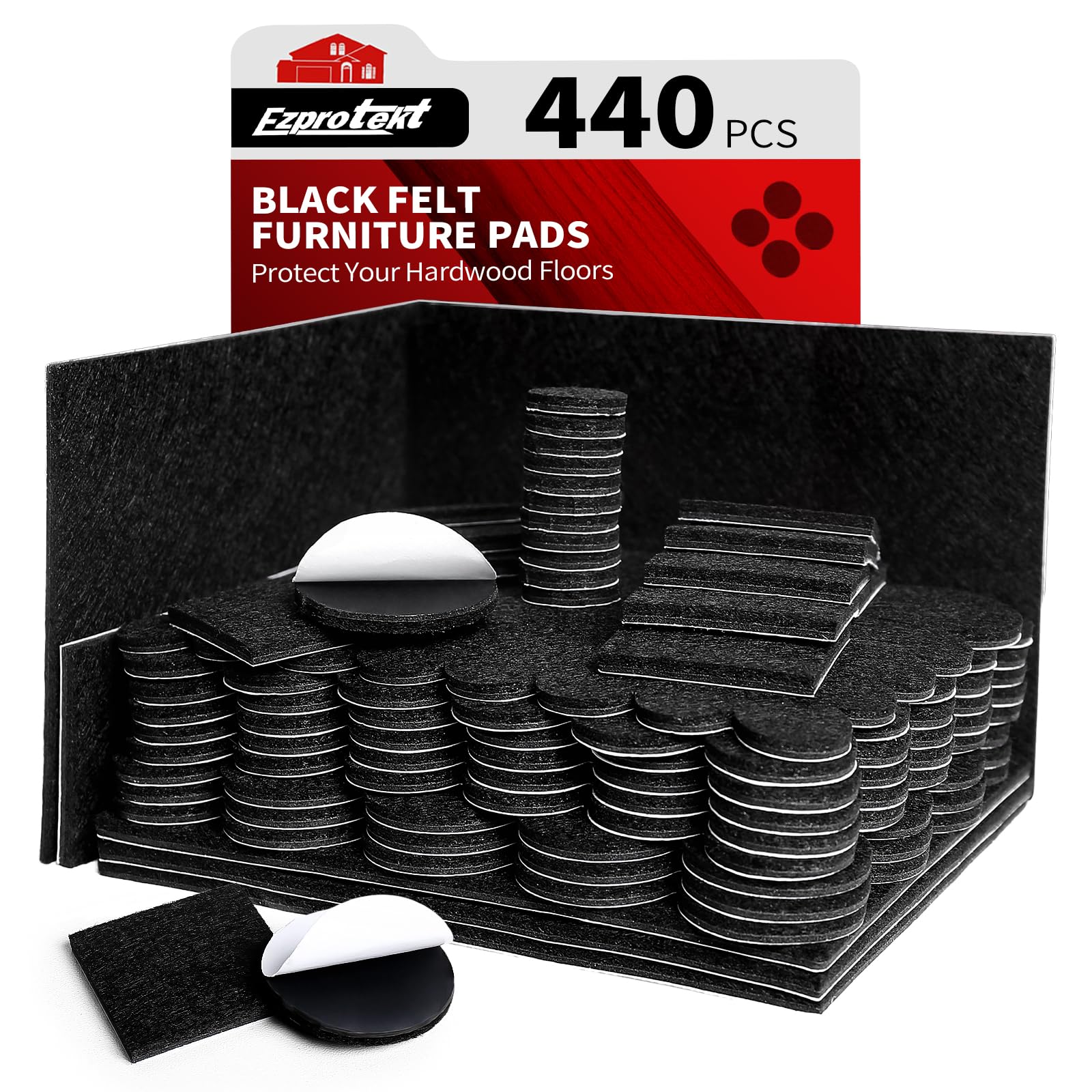 440Pcs Felt Chair Leg Pads Floor Protectors for Hardwoods Floors (440 Count)