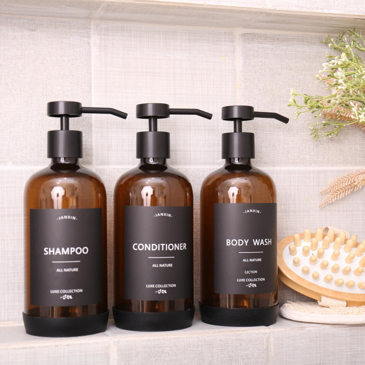 Shampoo and Conditioner Dispenser Set of 3