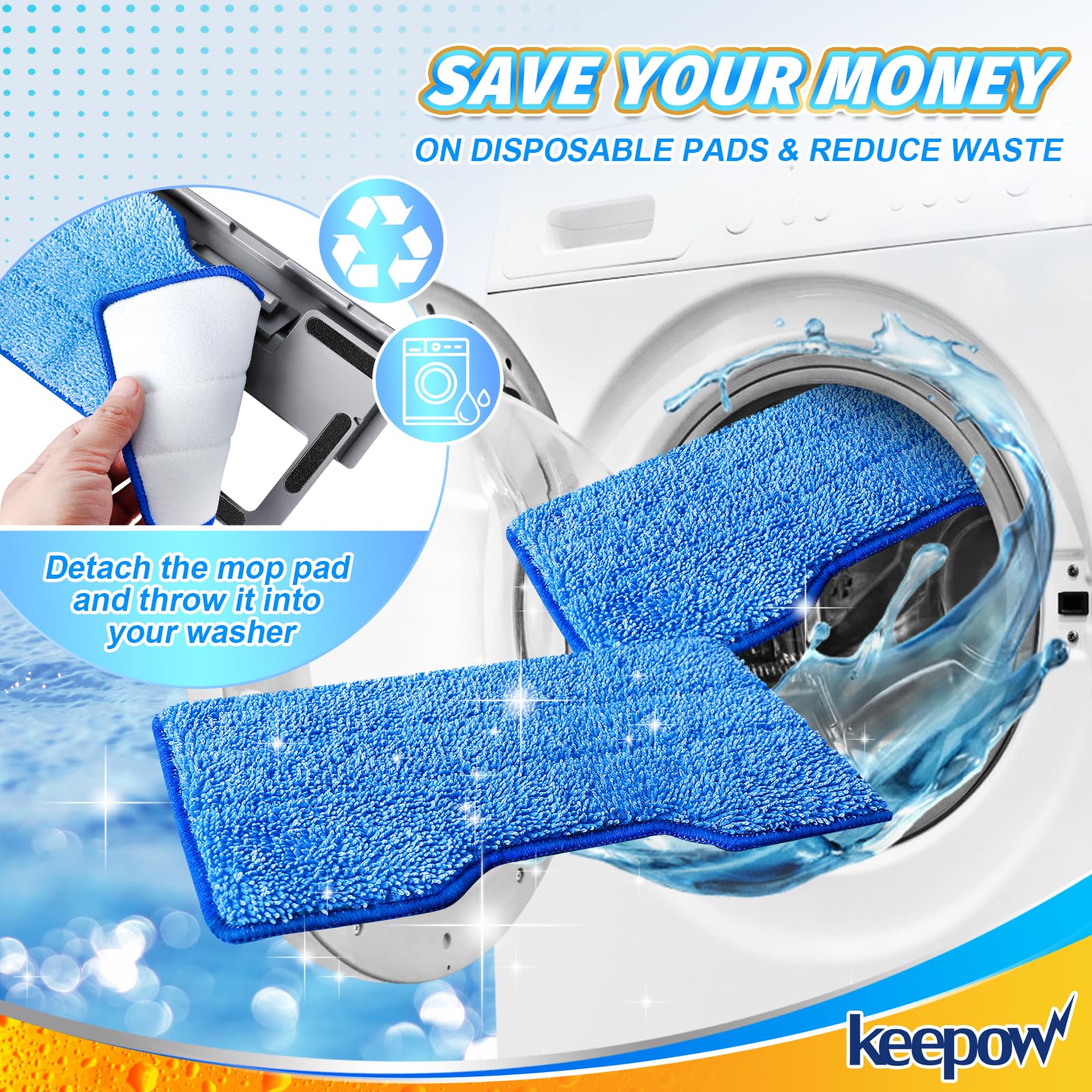 Reusable Mop Pads Refills Replacement Compatible with Shark Vac Mop