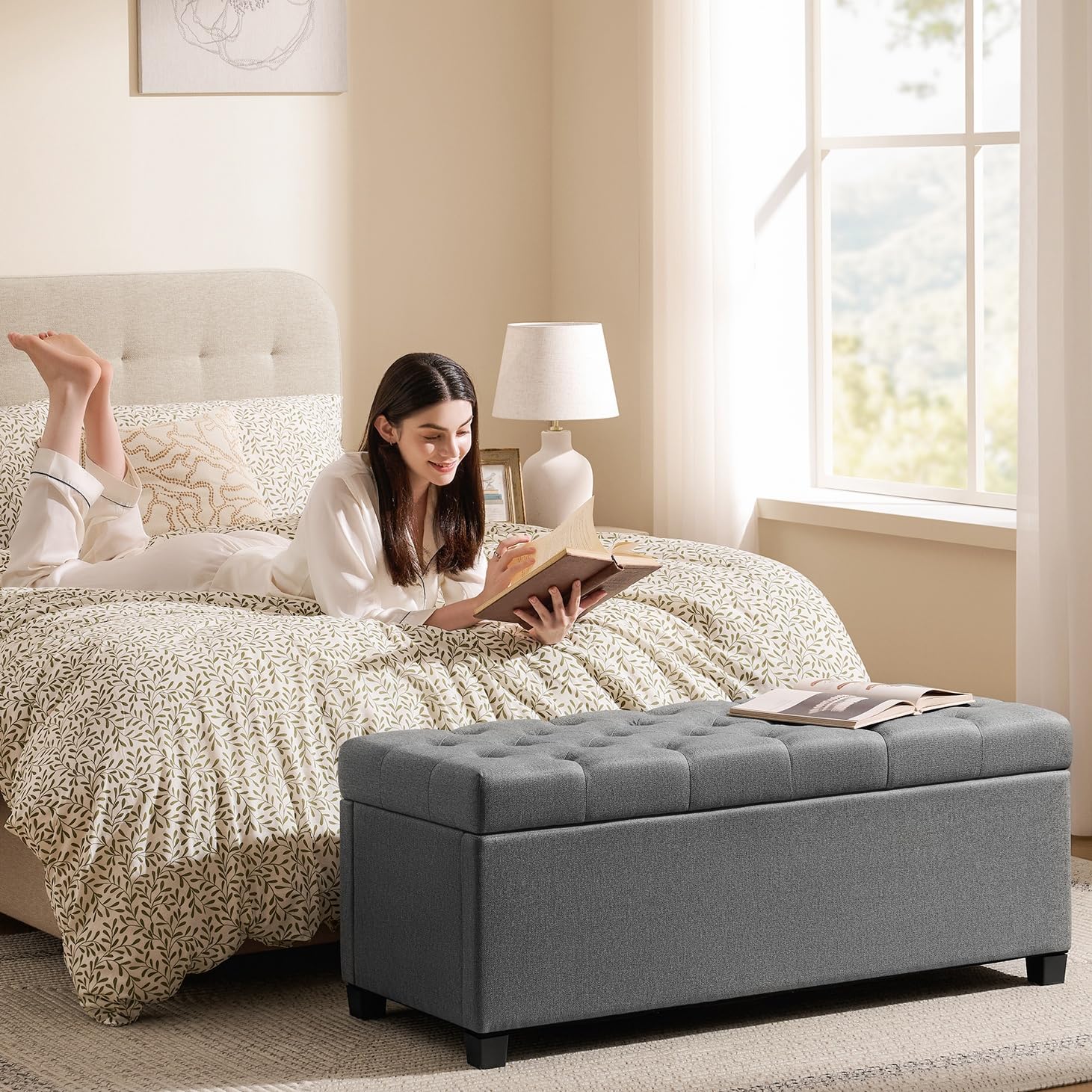 Storage Ottoman Bench for Bedroom