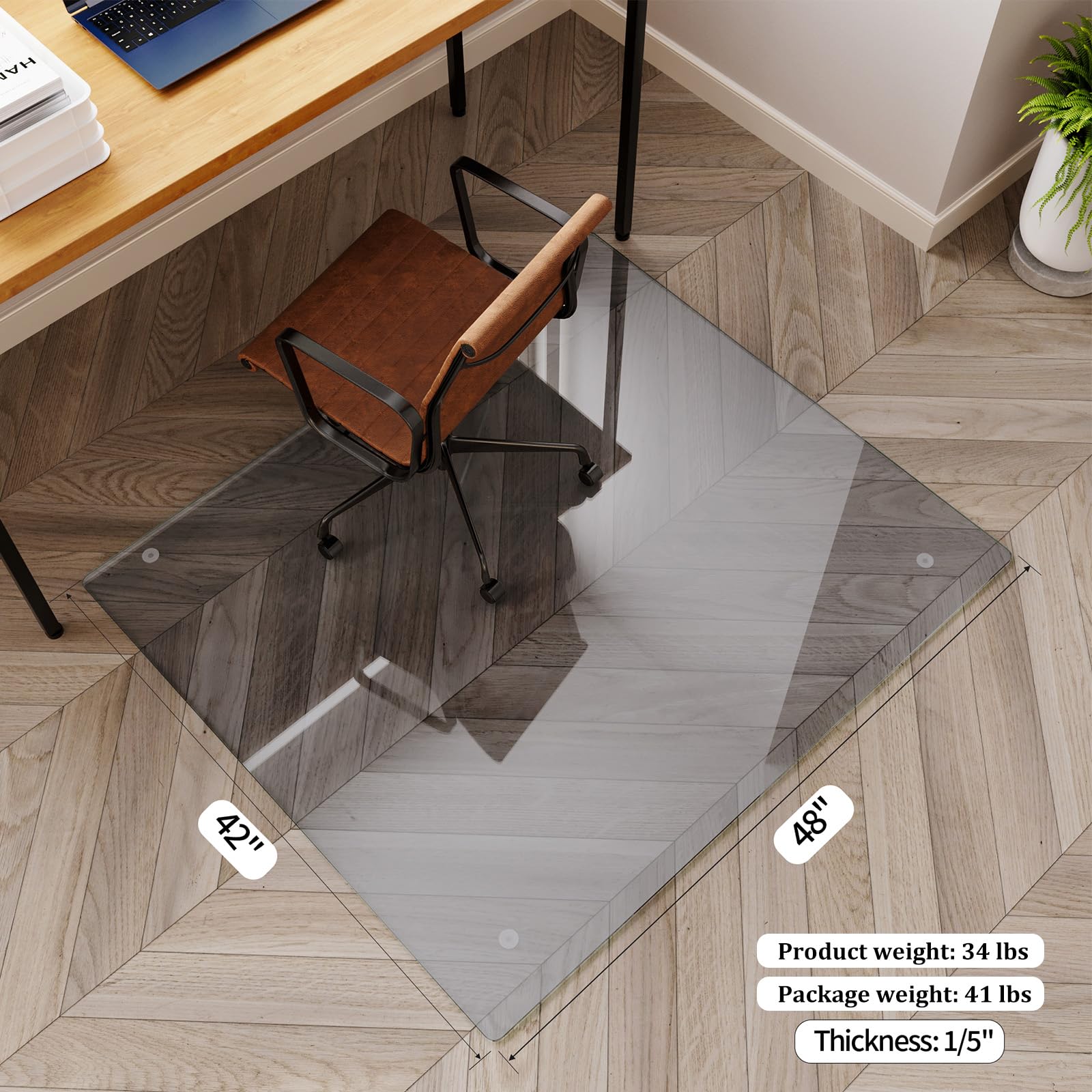 42" x 48" Office Chair Mat for Hardwood Floors & Carpets