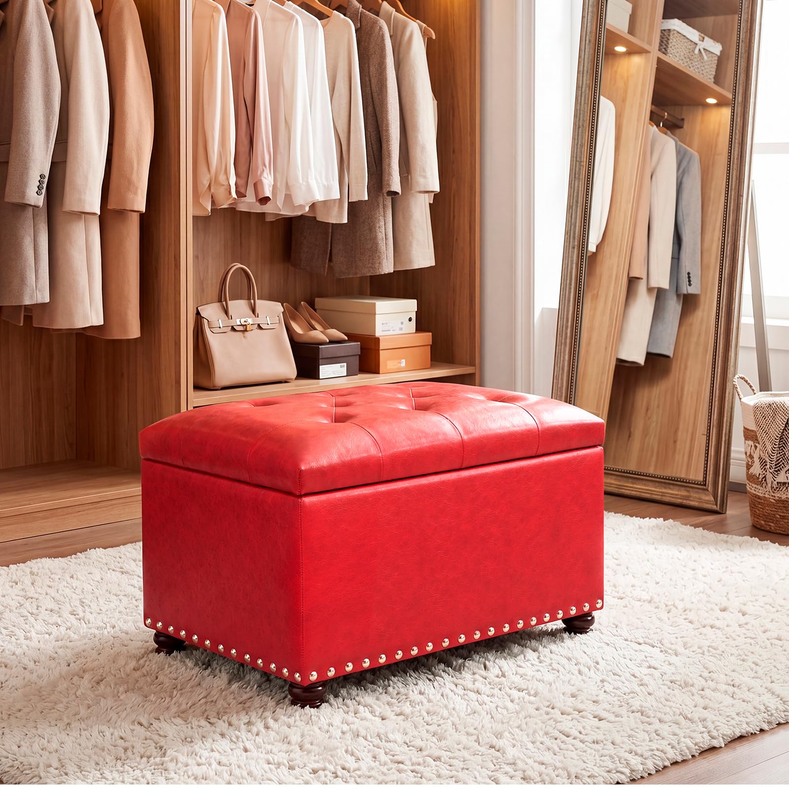 Leather Storage Ottoman