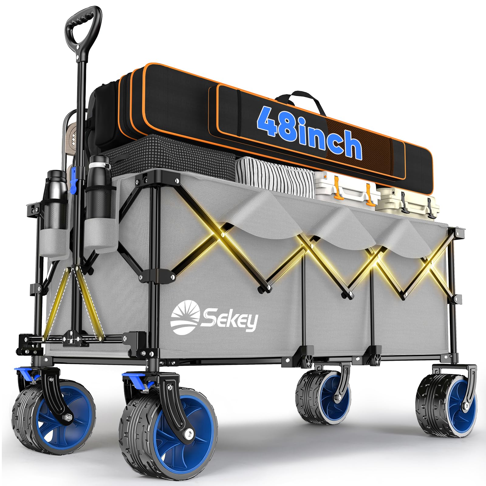 Extended Collapsible Foldable Wagon with 660lbs Weight Capacity