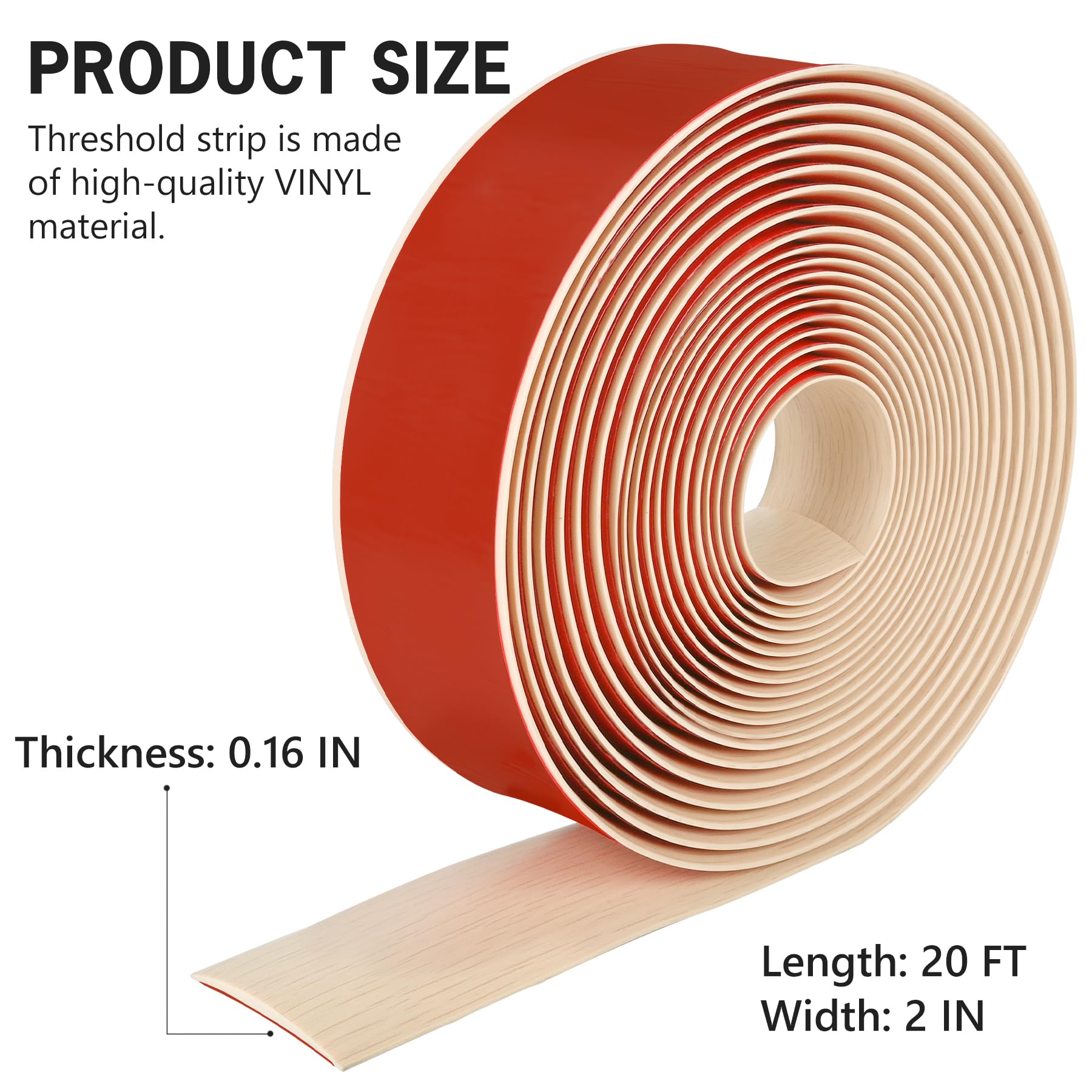 20Ft Floor Transition Strip Self Adhesive Vinyl Cover Floor Strip Flat Divider Transition Strip Wood Grain Design for Laminate Floor Gaps and Doorway Transitions