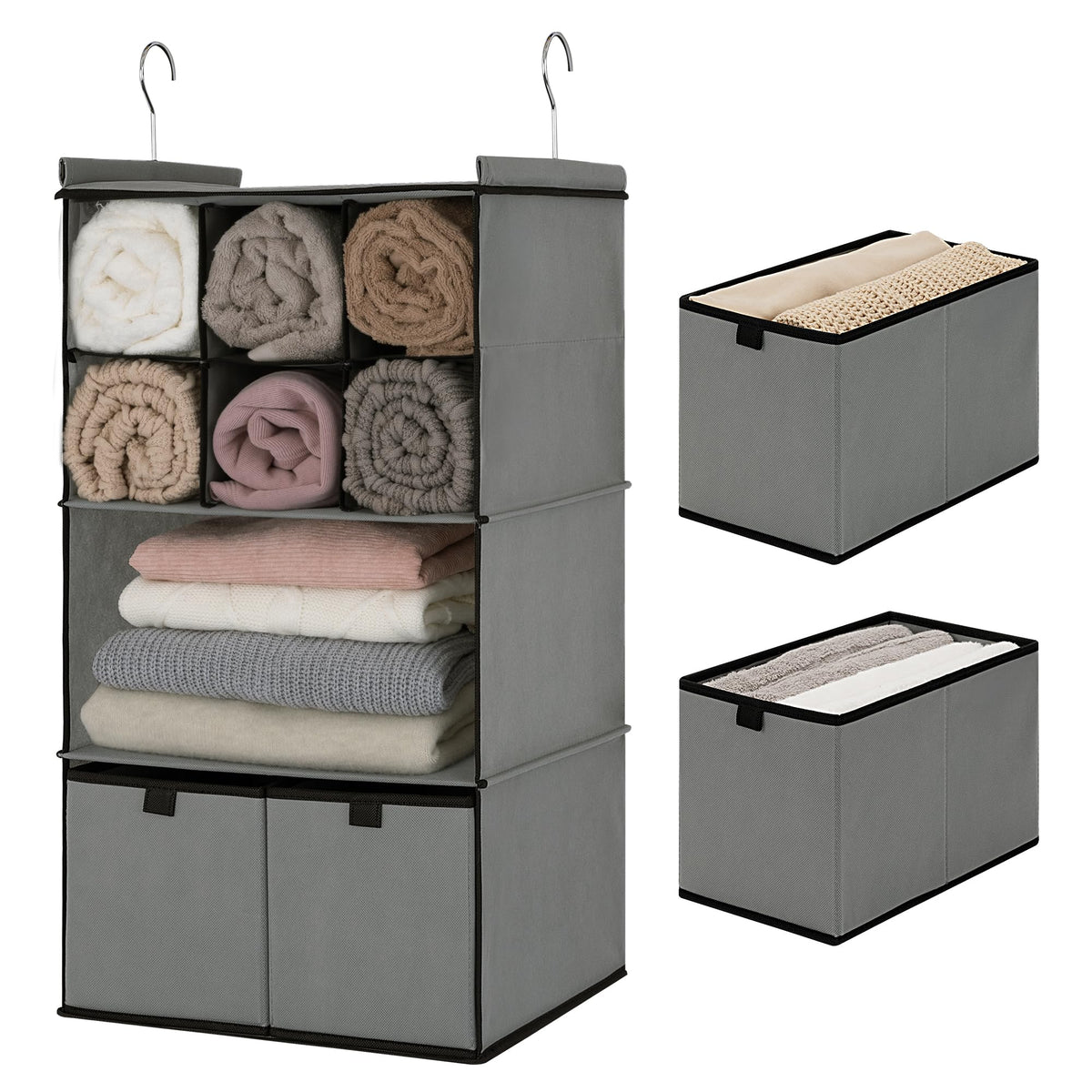 4 Shelf Hanging Closet Organizer with Drawer