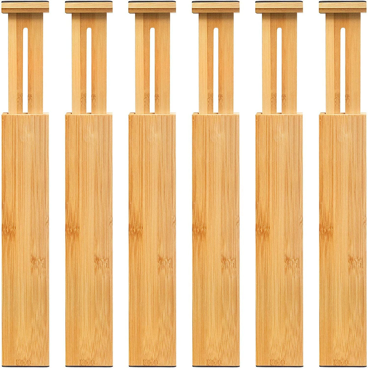 6 Pack Adjustable Bamboo Drawer Dividers (6 Count)