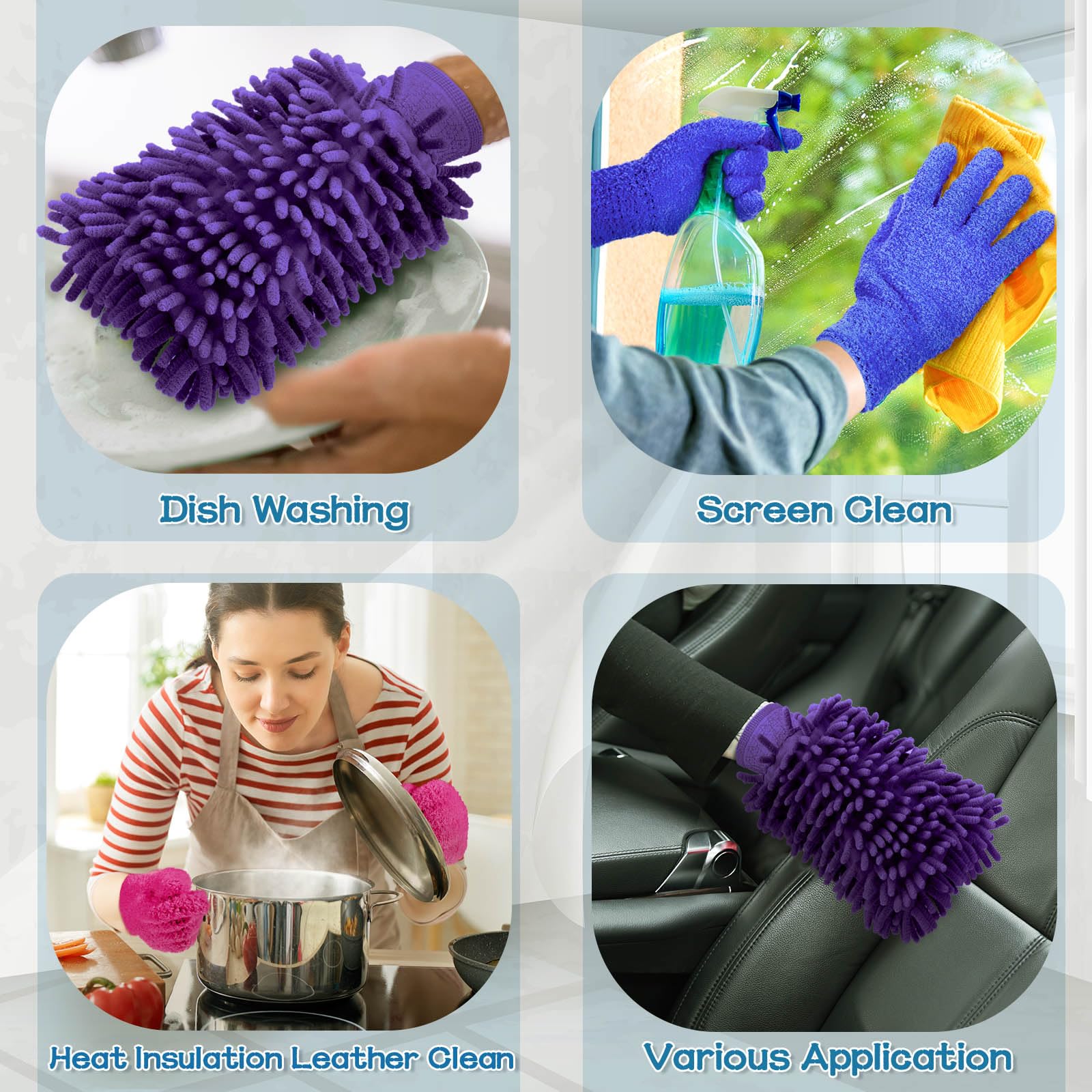 6 Pcs Micro Dusting Mitt Plant Cleaning