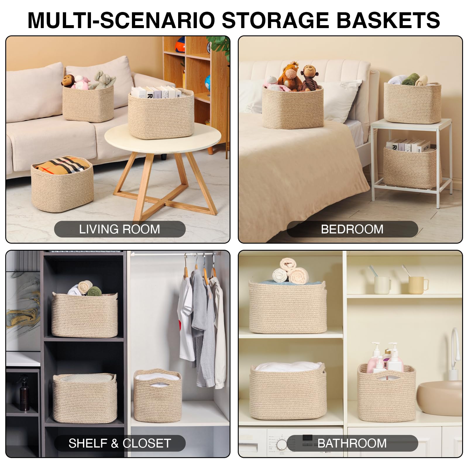 Decorative Storage Baskets for Organizing Shelves (3 Count)