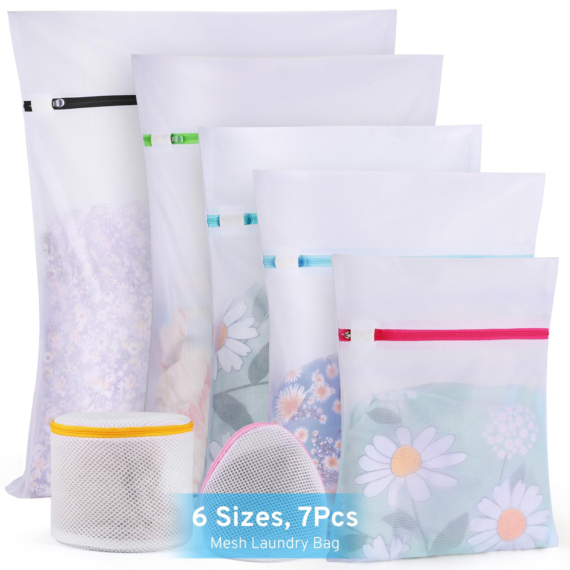 Ultimate 7 Pack 6 Size Mesh Laundry Bags Set for Delicates with AUTO