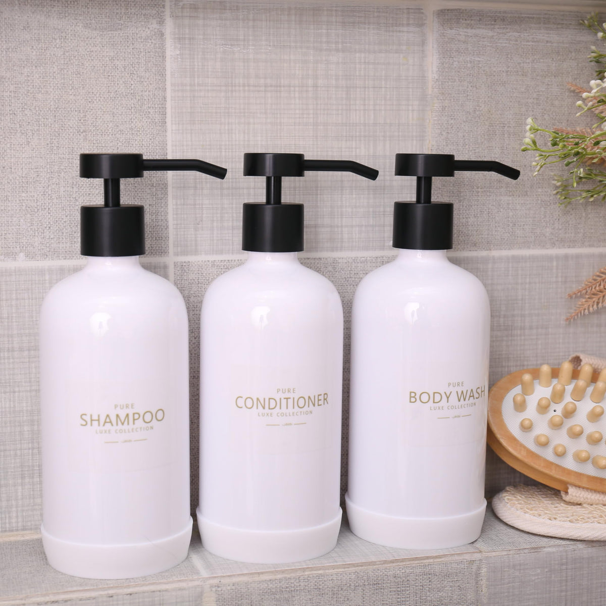 Shampoo and Conditioner Dispenser Set of 3