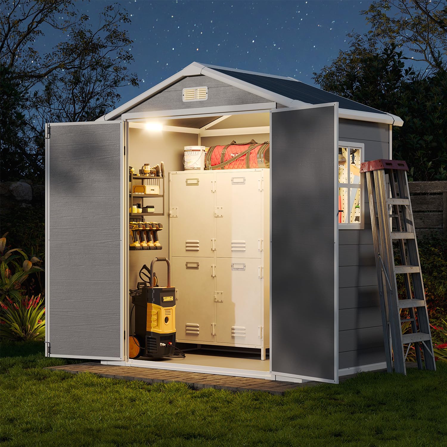 6x4 FT Outdoor Storage Shed with Built