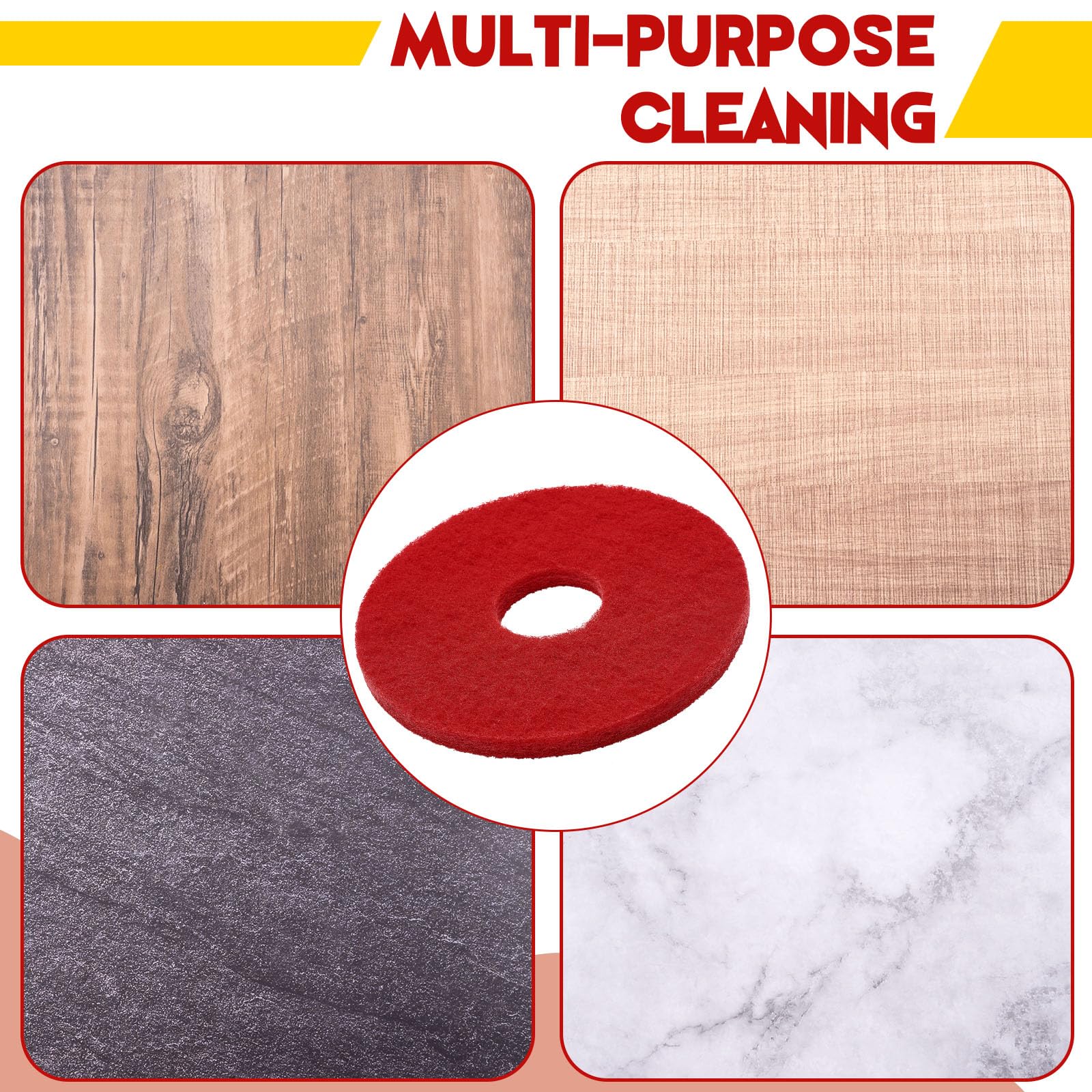 2 Pcs 12" Red Scrubbing Pads Commercial Cleaning Orbiter Pads (2 Count)