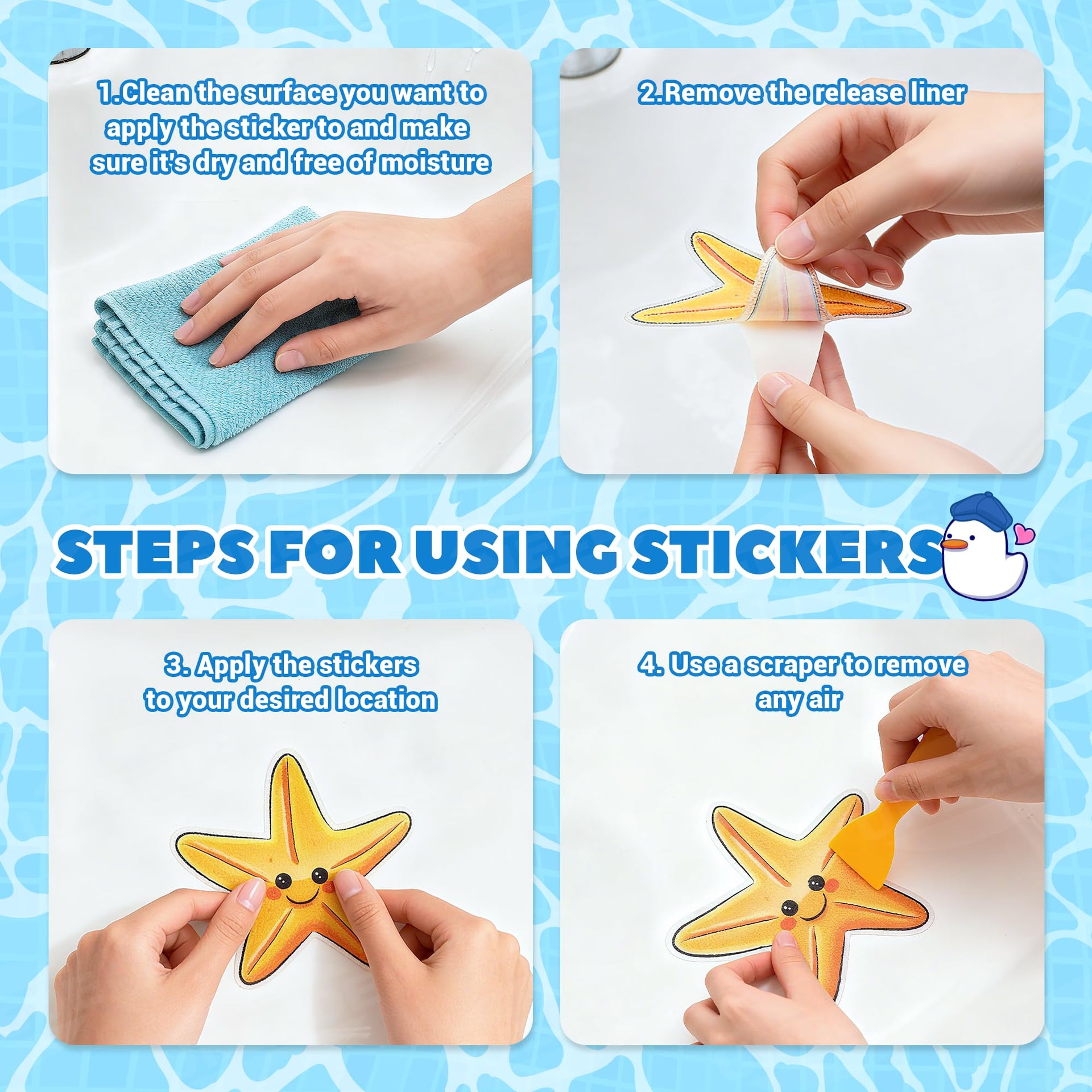 Kids Bathtub Mat Non Slip with 24PCS Bathtub Stickers for Toddlers