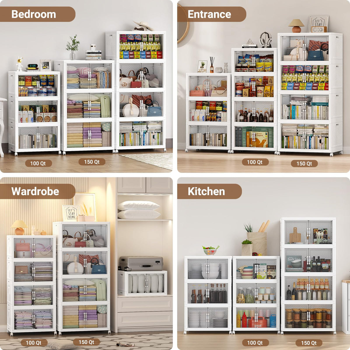 480QT Large Stackable Storage Bins with Clear Doors (3 Count)
