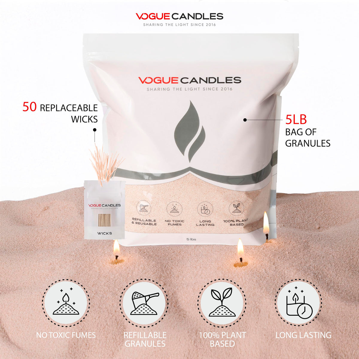 Vogue Candles Nude Pearled Candle Sand Wax (80 Ounce)